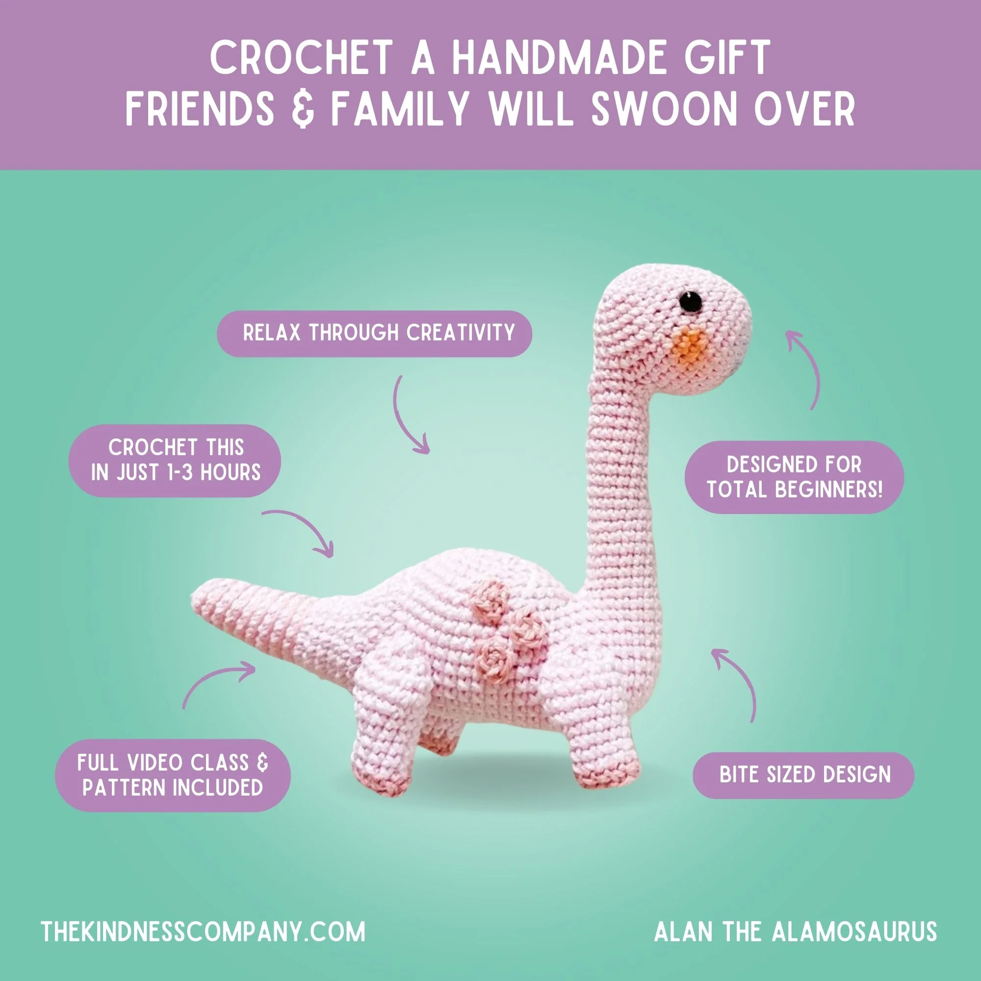 Alamosaurus Crochet Pattern & Matching Card: "Congratulations" - Image 4