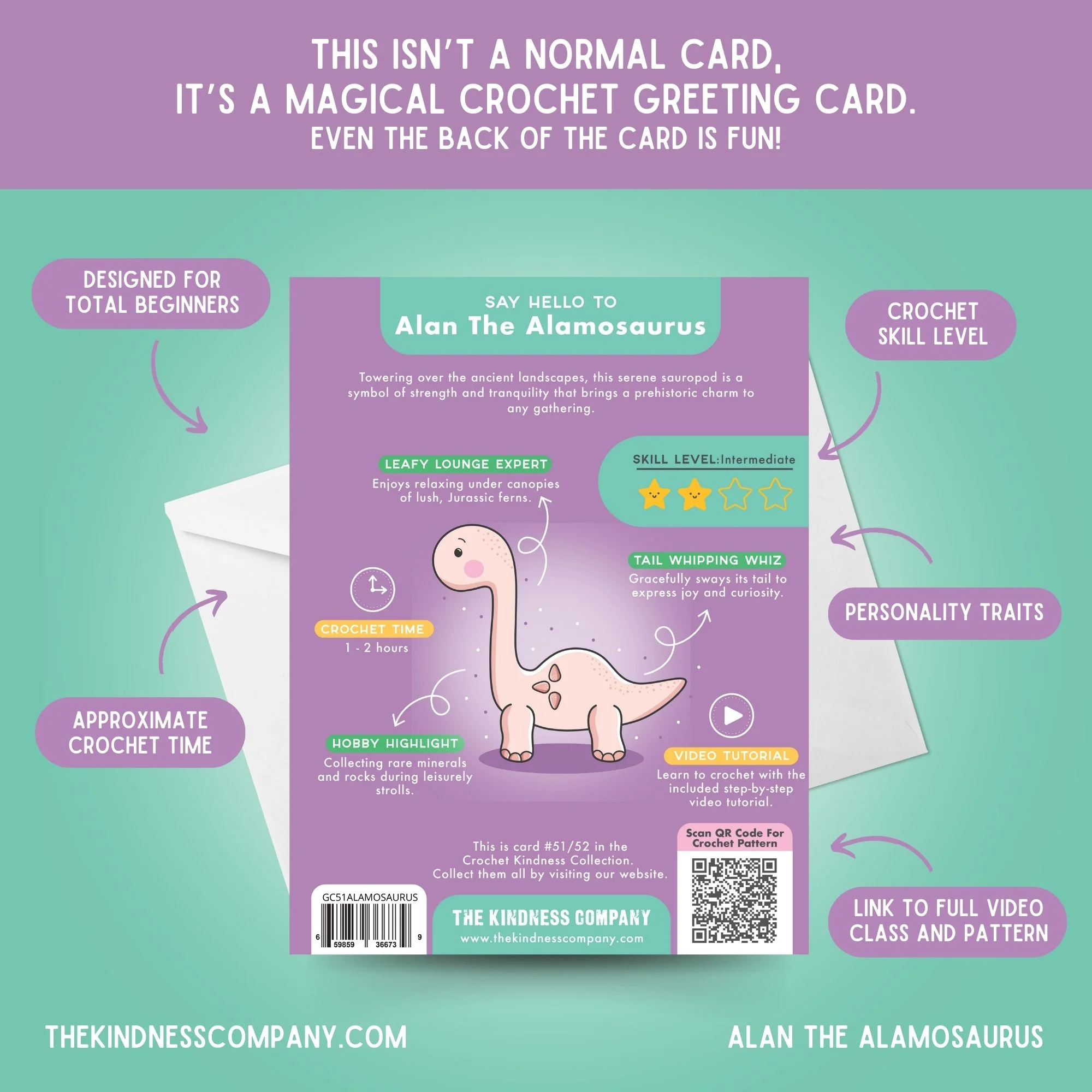 Alamosaurus Crochet Pattern & Matching Card: "Congratulations" - Image 7