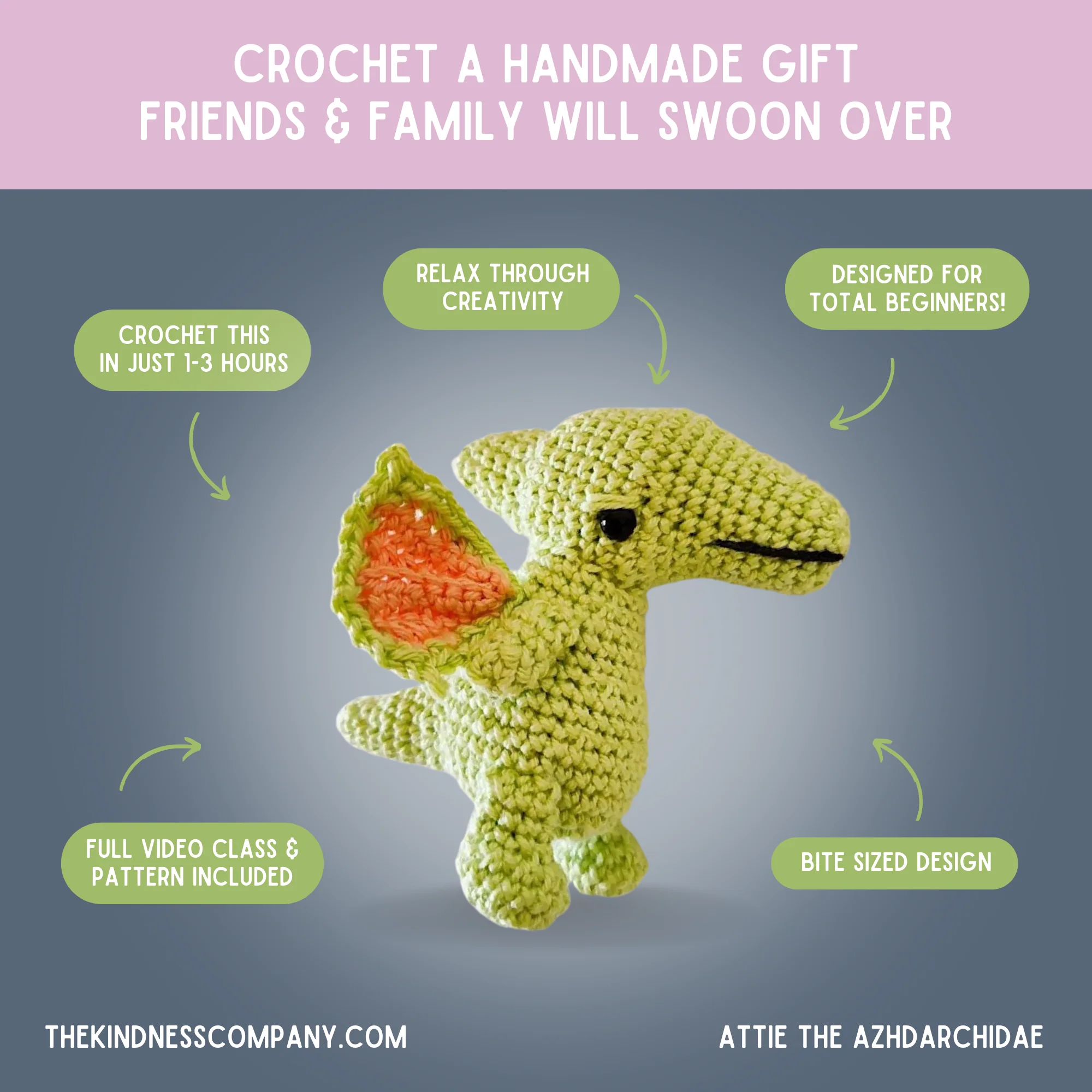 Azhdarchidae Crochet Pattern & Matching Card: "Sorry You're Feeling Dino-sore" - Image 4