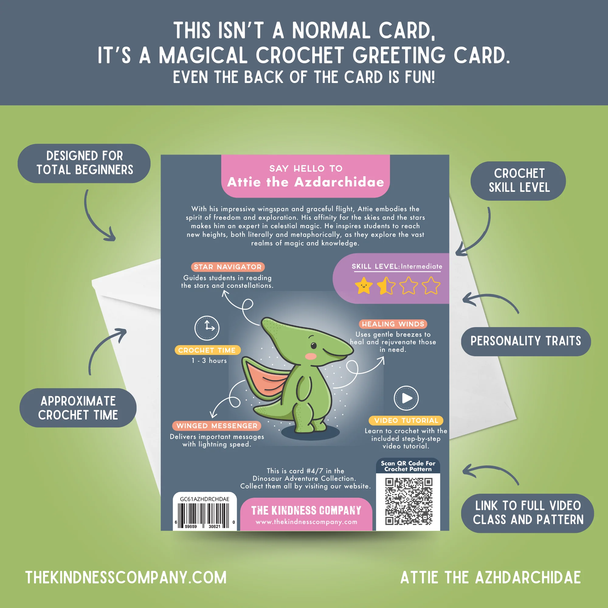 Azhdarchidae Crochet Pattern & Matching Card: "Sorry You're Feeling Dino-sore" - Image 7
