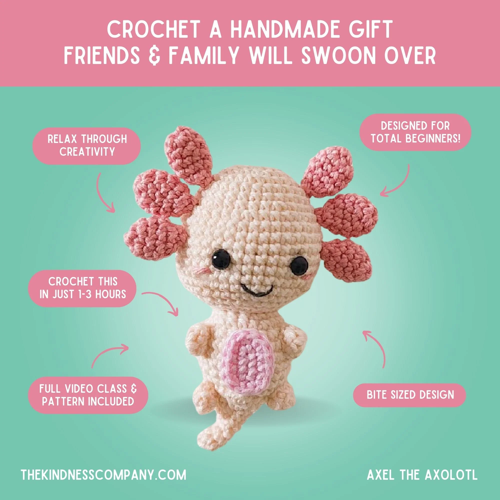 Axolotl Crochet Pattern & Matching Card: "Thank You" - Image 4