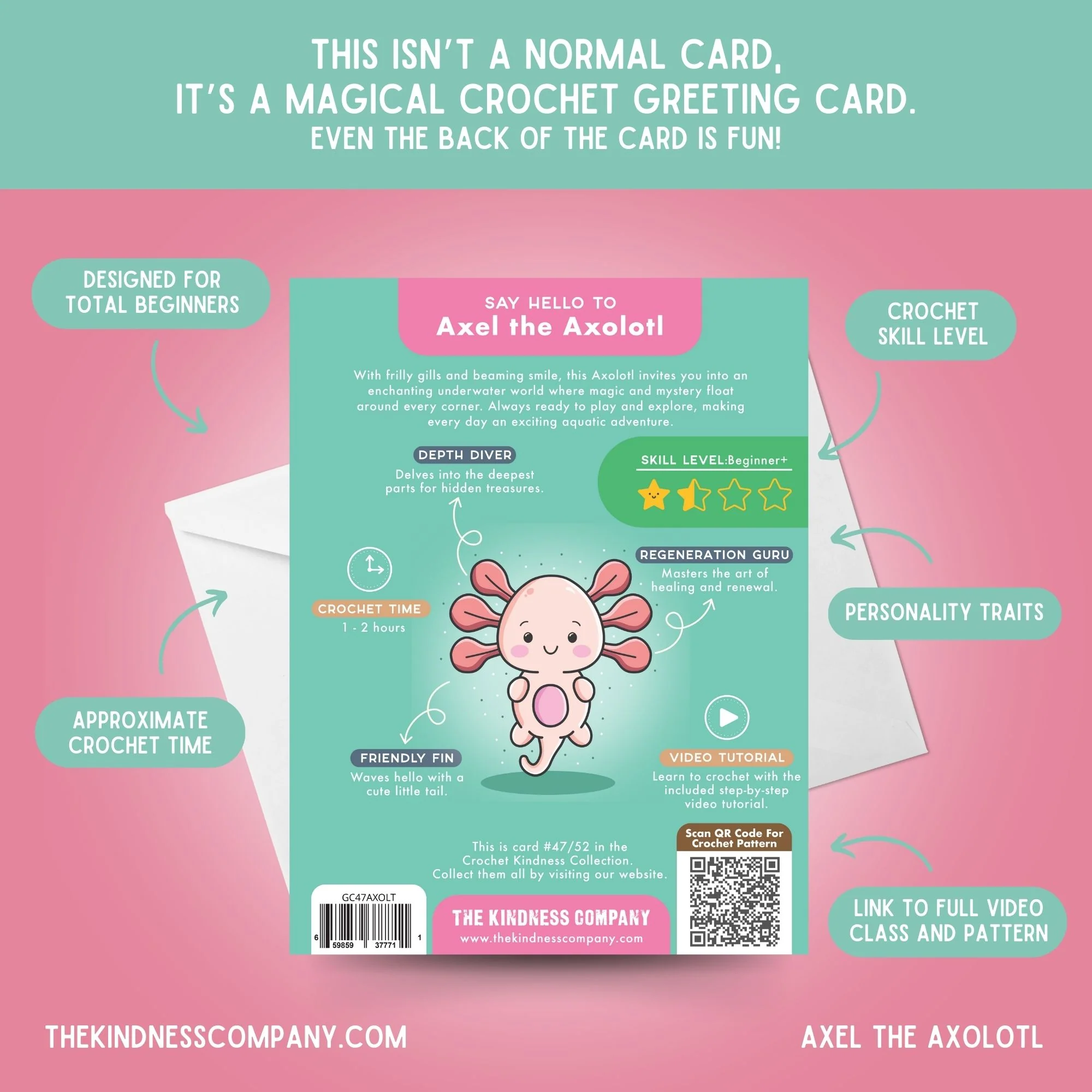 Axolotl Crochet Pattern & Matching Card: "Thank You" - Image 7