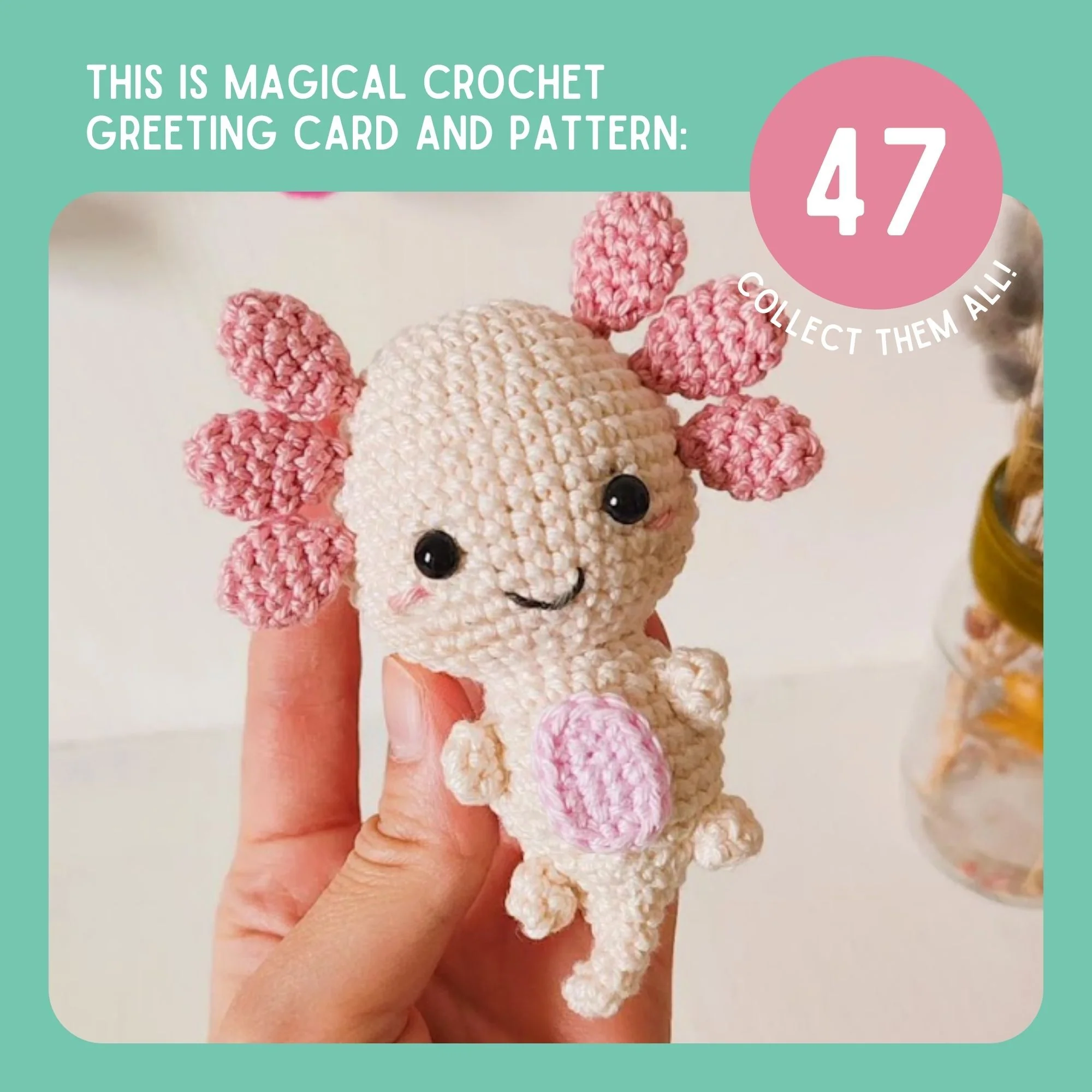 Axolotl Crochet Pattern & Matching Card: "Thank You" - Image 9