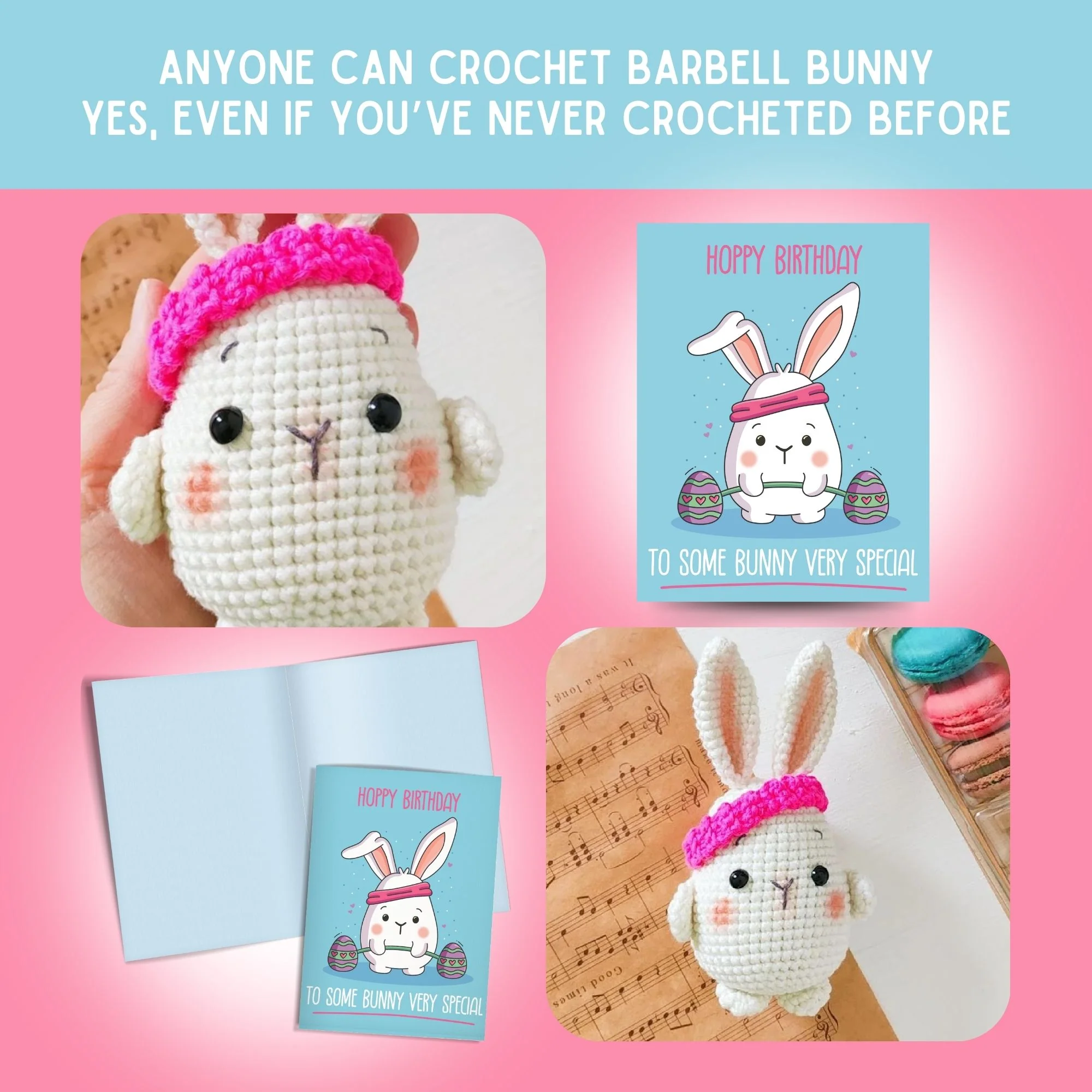 Bunny Crochet Pattern & Matching Card: "Hoppy Birthday" - Image 5