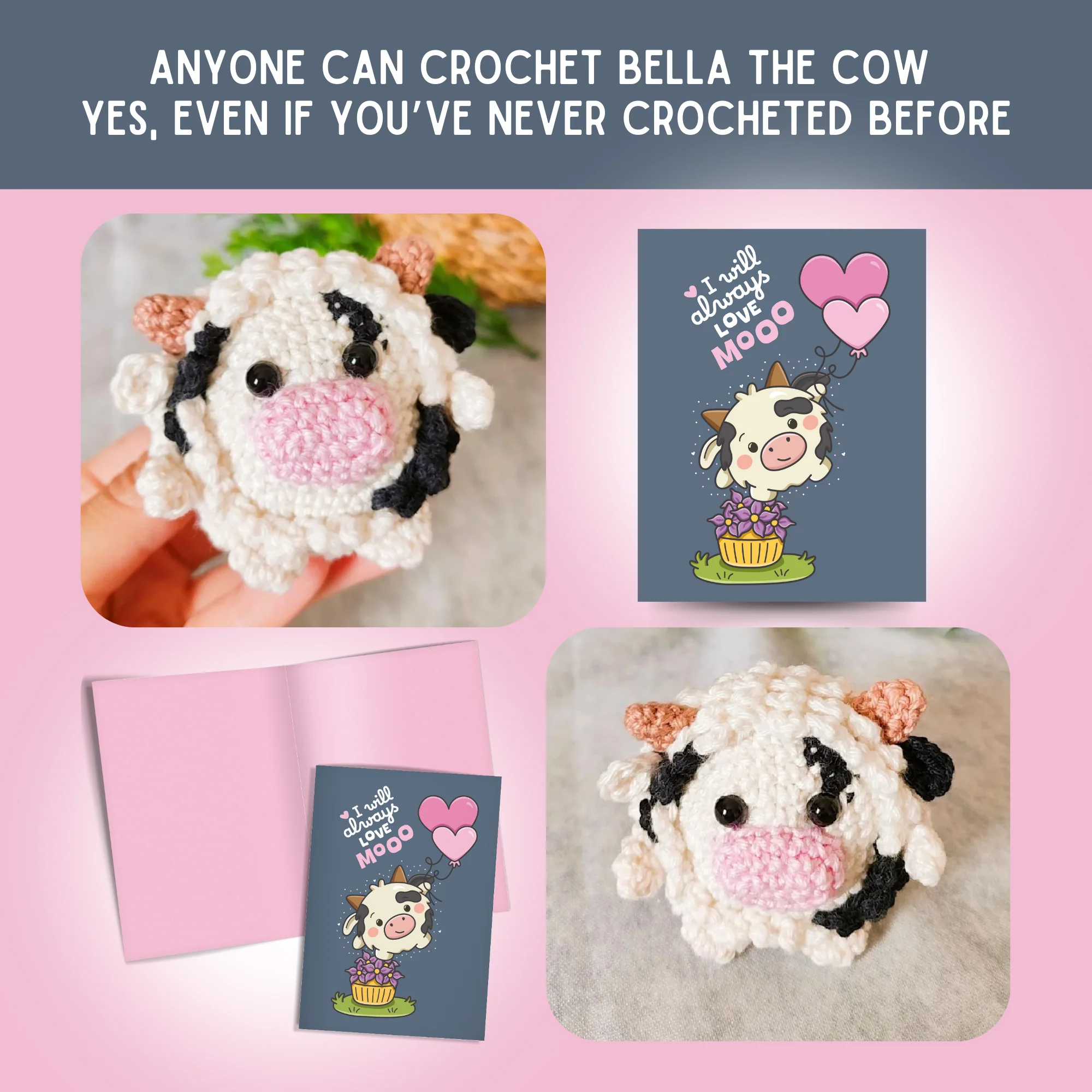 Cow Crochet Pattern & Matching Card: "I Will Always Love Mooo" - Image 5