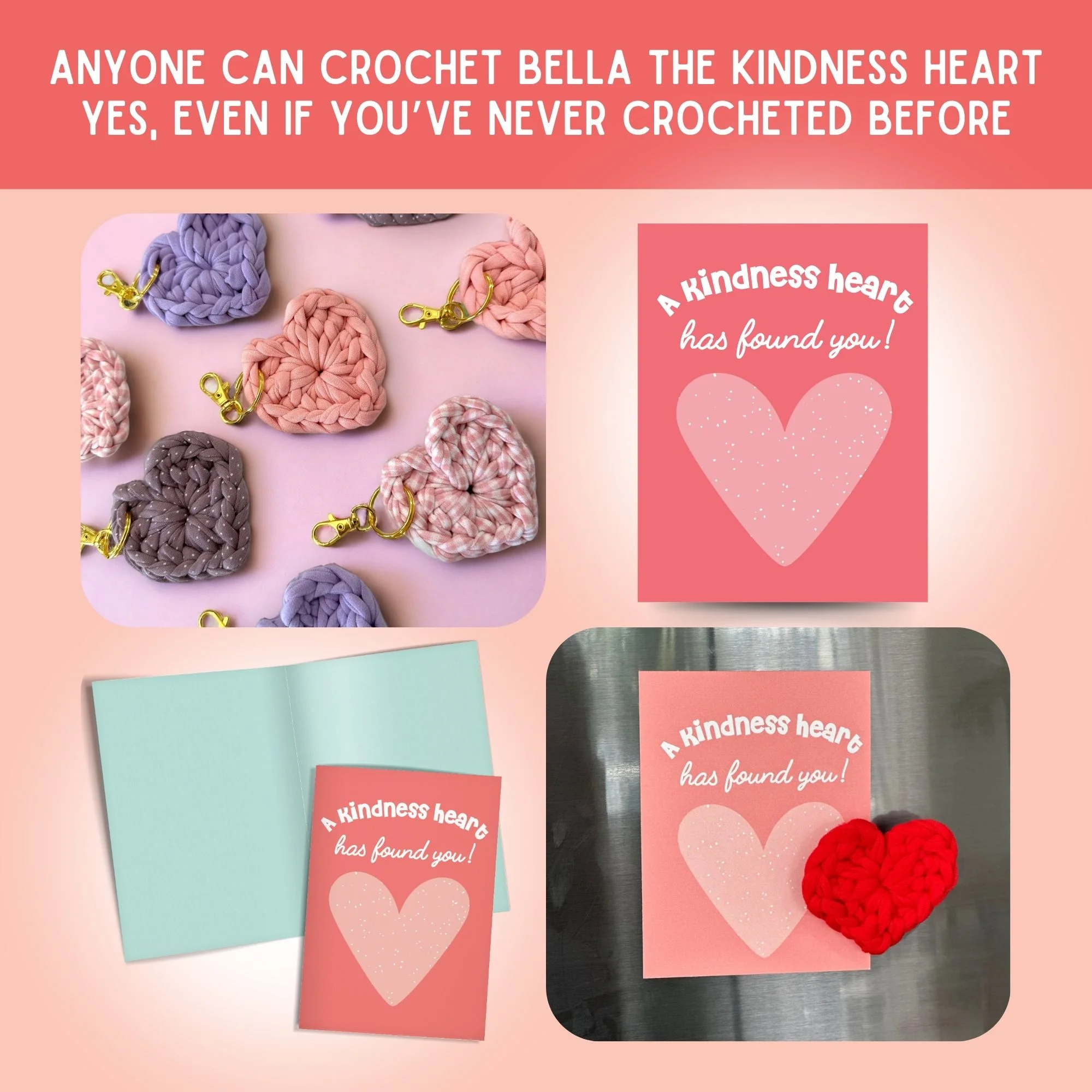Heart Crochet Pattern & Matching Card: "A Kindness Heart Has Found You" - Image 5