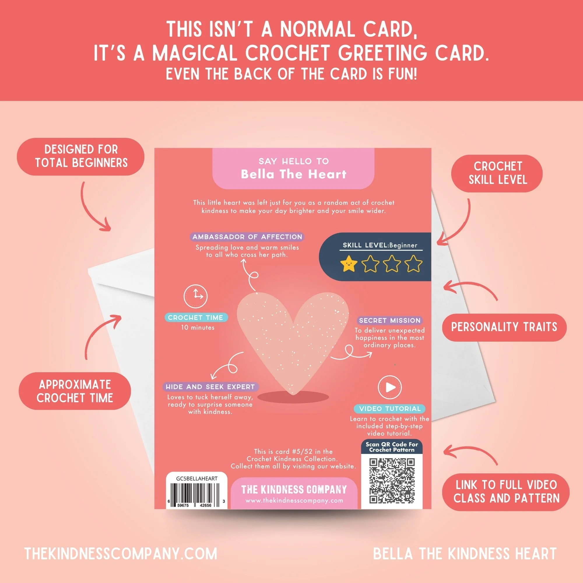 Heart Crochet Pattern & Matching Card: "A Kindness Heart Has Found You" - Image 7