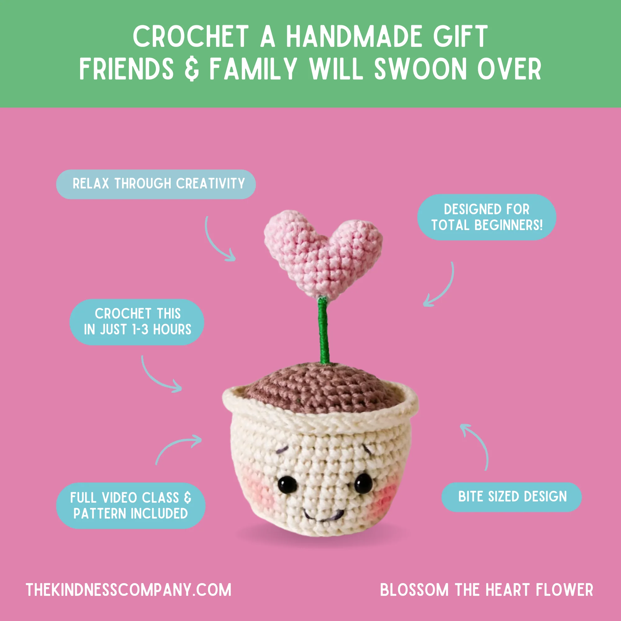 Heart Flower Crochet Pattern & Matching Card: "No Words, Just Hugs" - Image 4