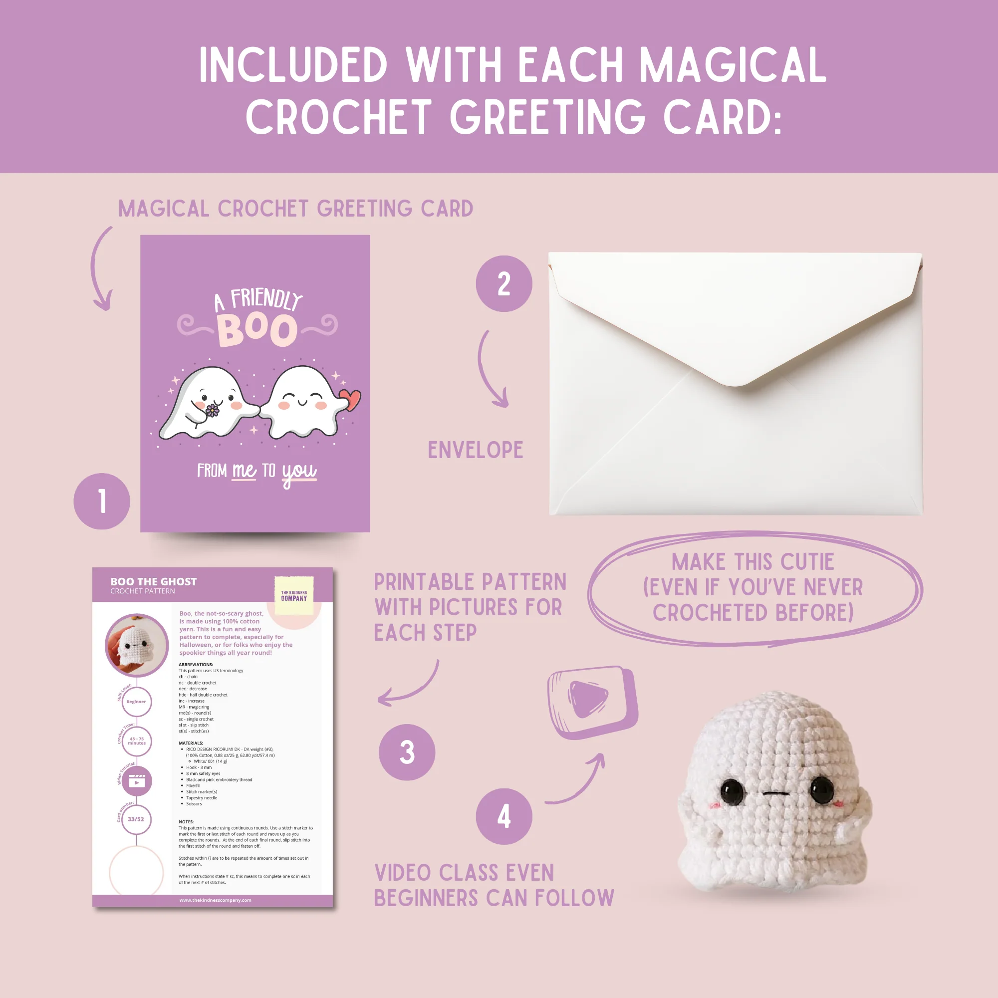 Ghost Crochet Pattern & Matching Card: "Thinking Of You" - Image 3