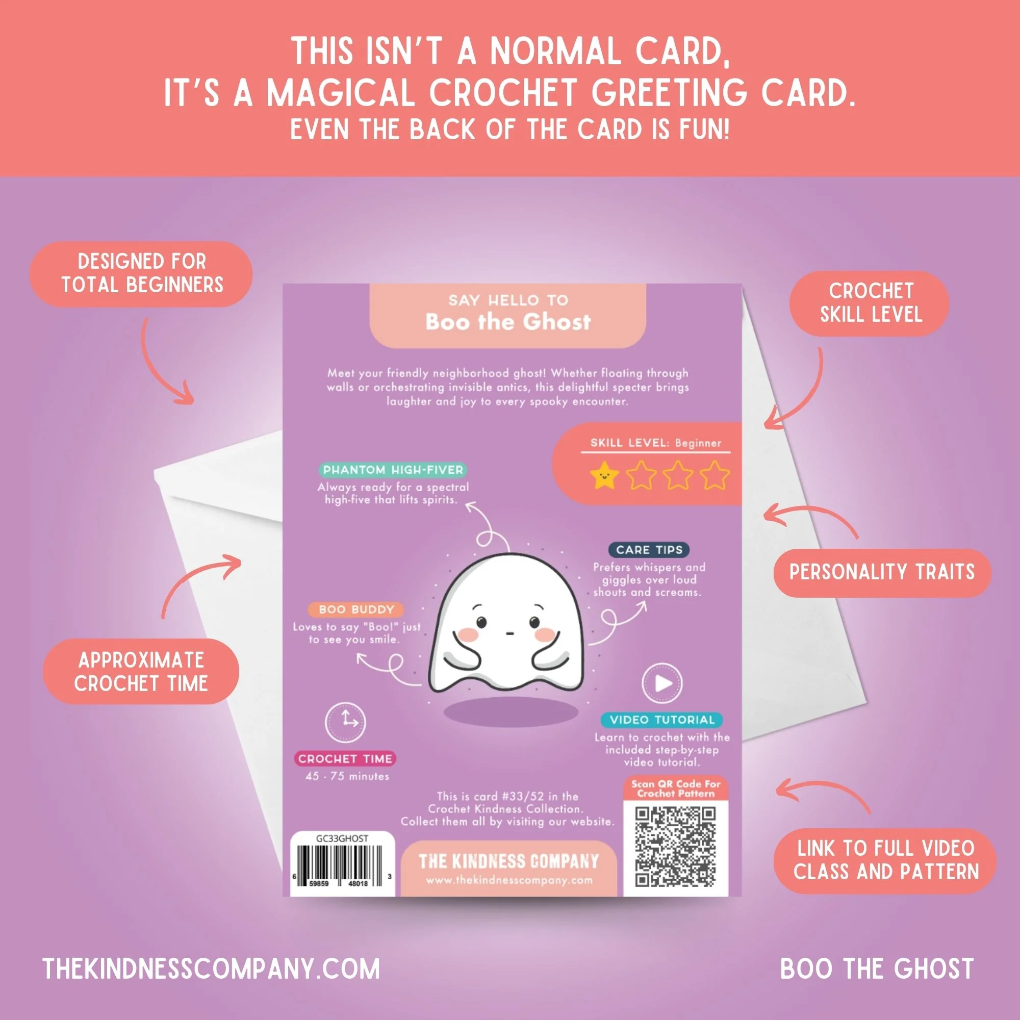Ghost Crochet Pattern & Matching Card: "Thinking Of You" - Image 7