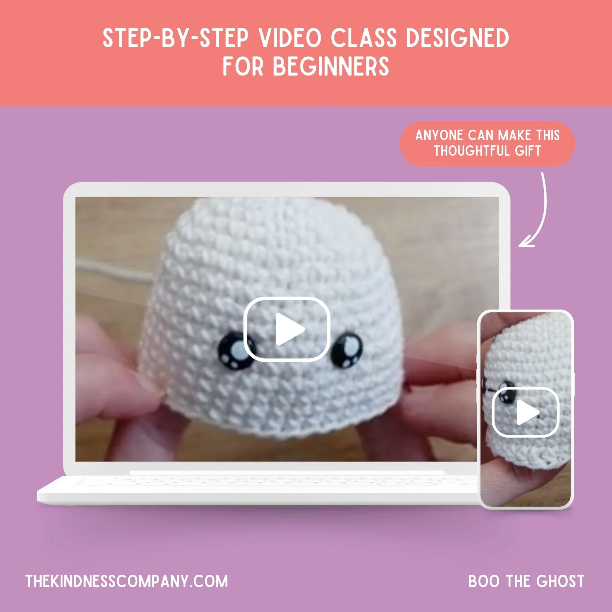 Ghost Crochet Pattern & Matching Card: "Thinking Of You" - Image 8