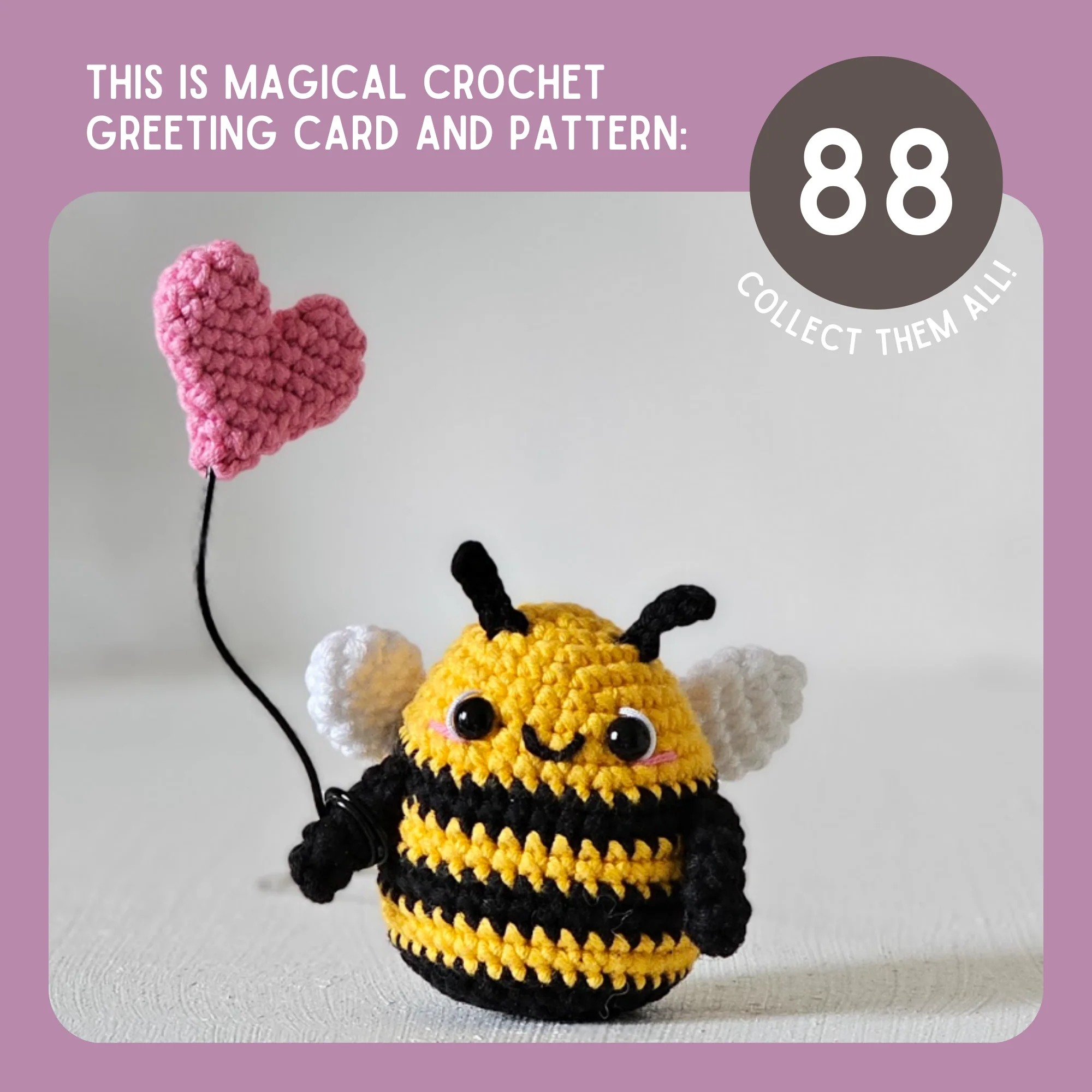 Bee Crochet Pattern & Matching Card: "Bee My Valentine" - Image 9