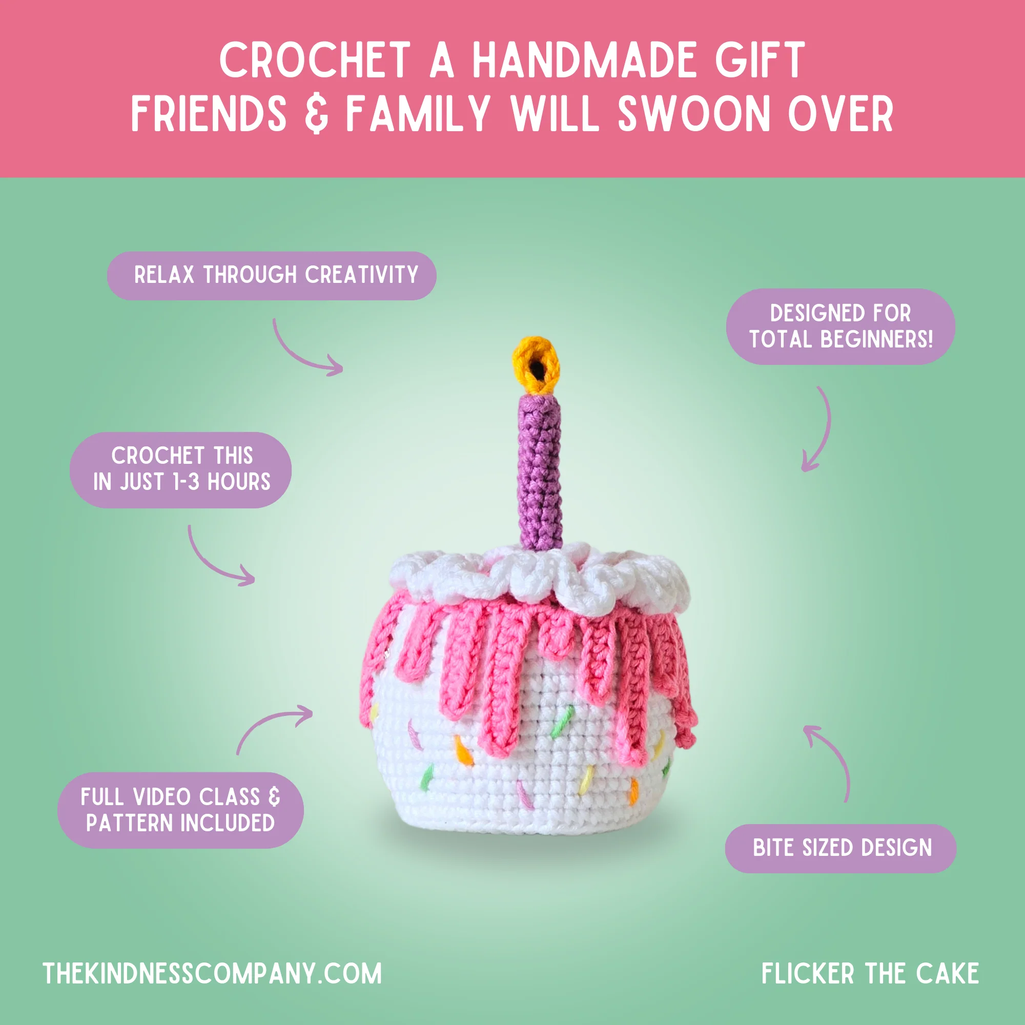 Cake Crochet Pattern & Matching Card: "It's Going To Lit Happy Birthday" - Image 4