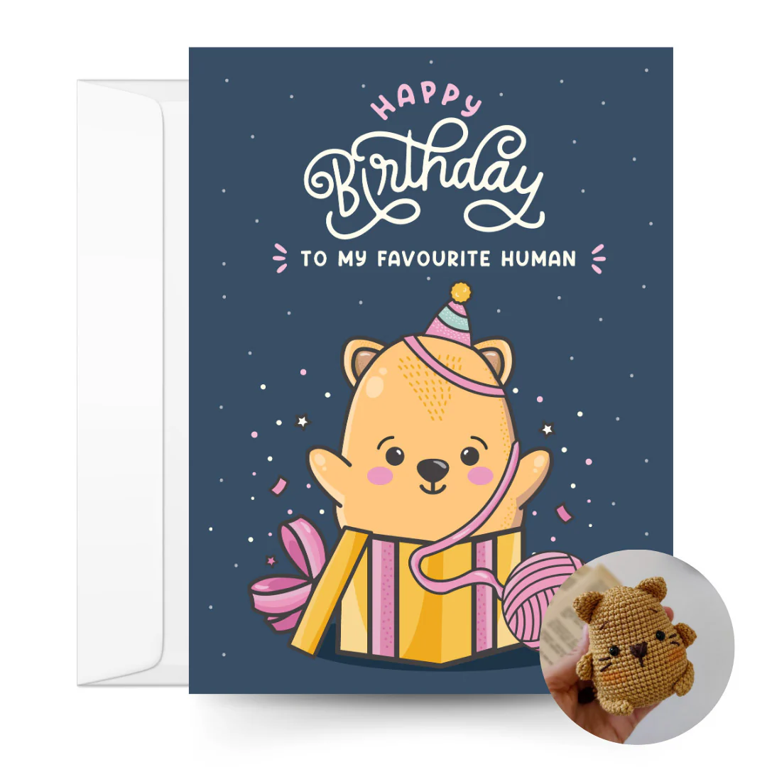 Cat Crochet Pattern & Matching Card: "Happy Birthday"