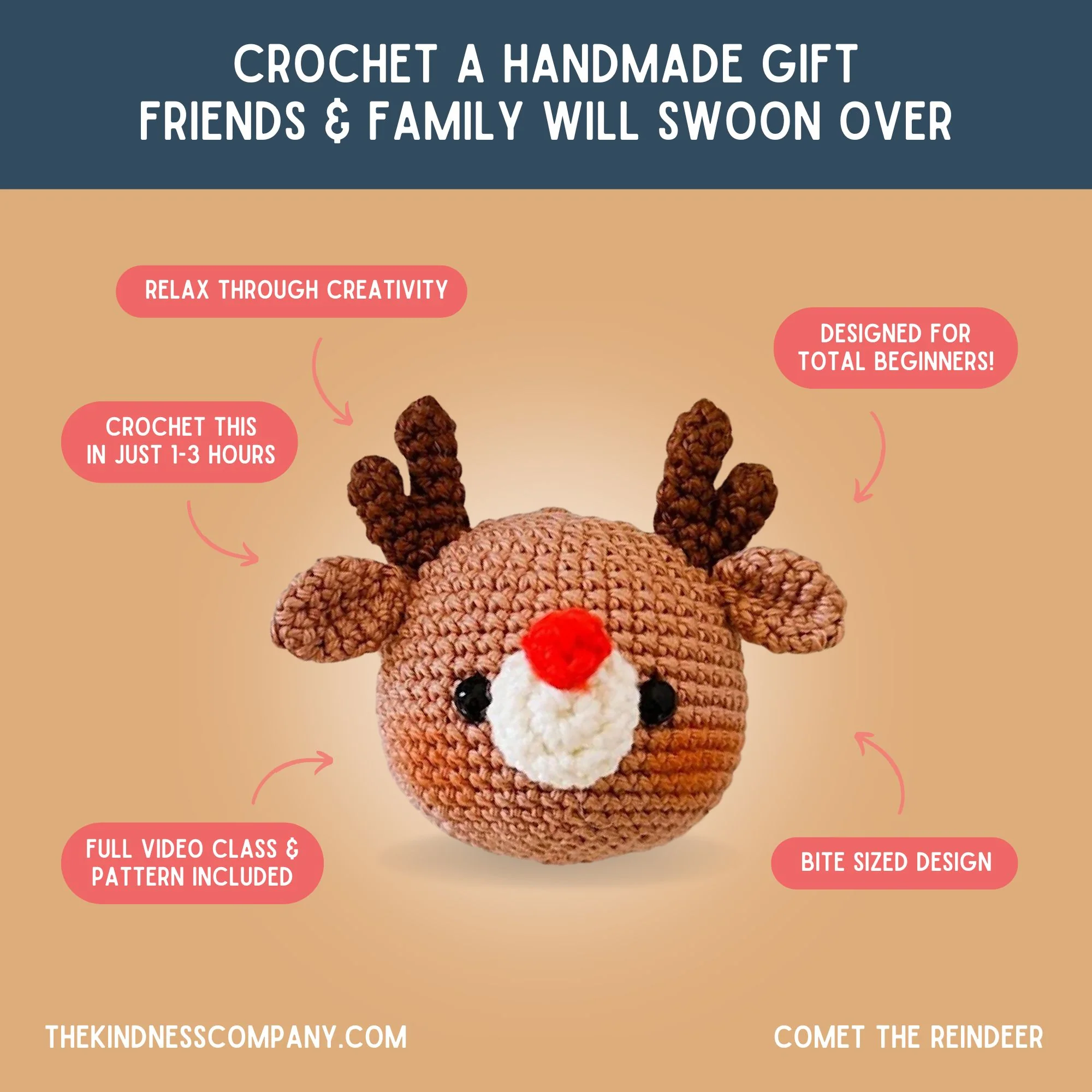 Reindeer Crochet Pattern & Matching Card: "Christmas is Here" - Image 4