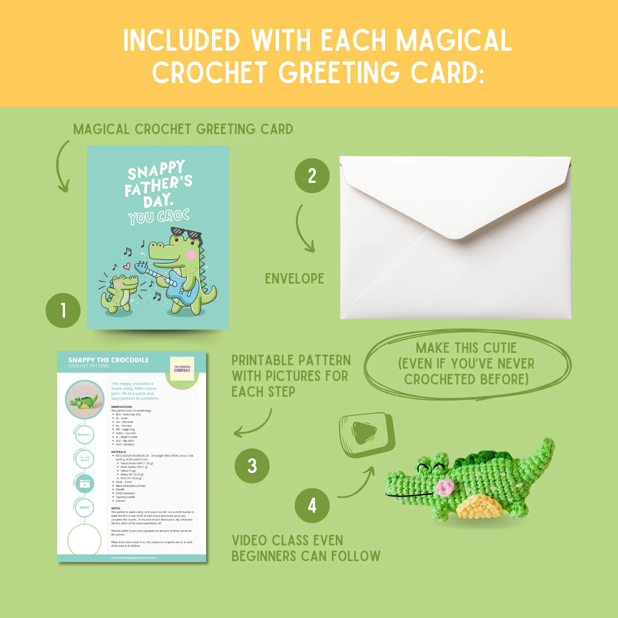 Crocodile Crochet Pattern & Matching Card: "Father's Day" - Image 3