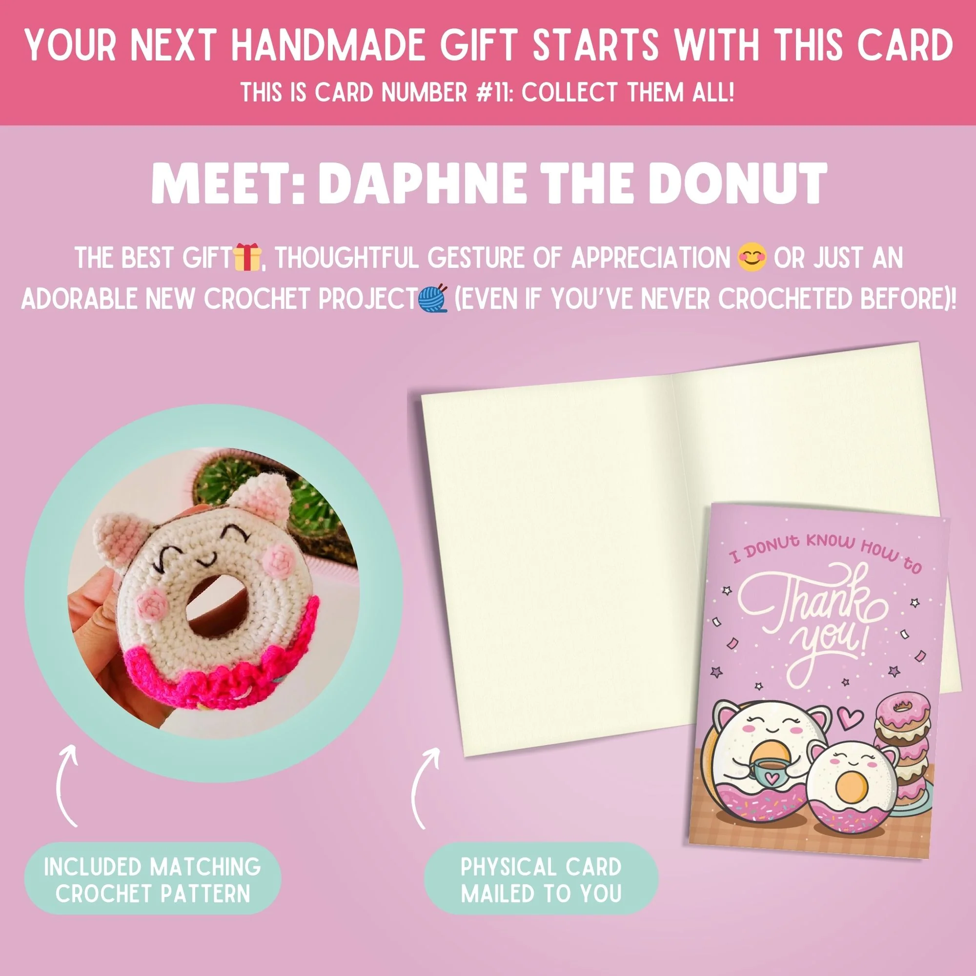 Donut Crochet Pattern & Matching Card: "Thank You" - Image 2