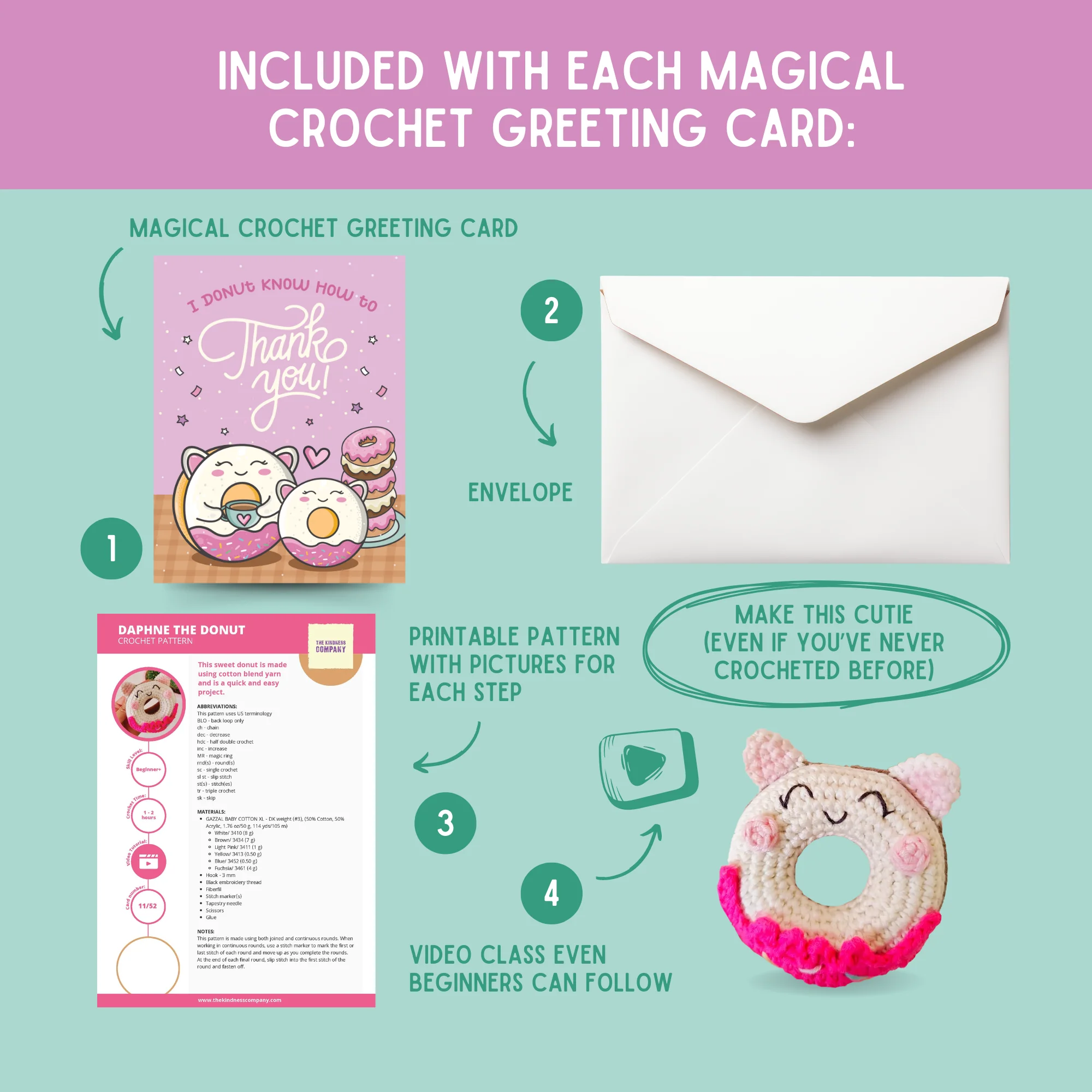 Donut Crochet Pattern & Matching Card: "Thank You" - Image 3