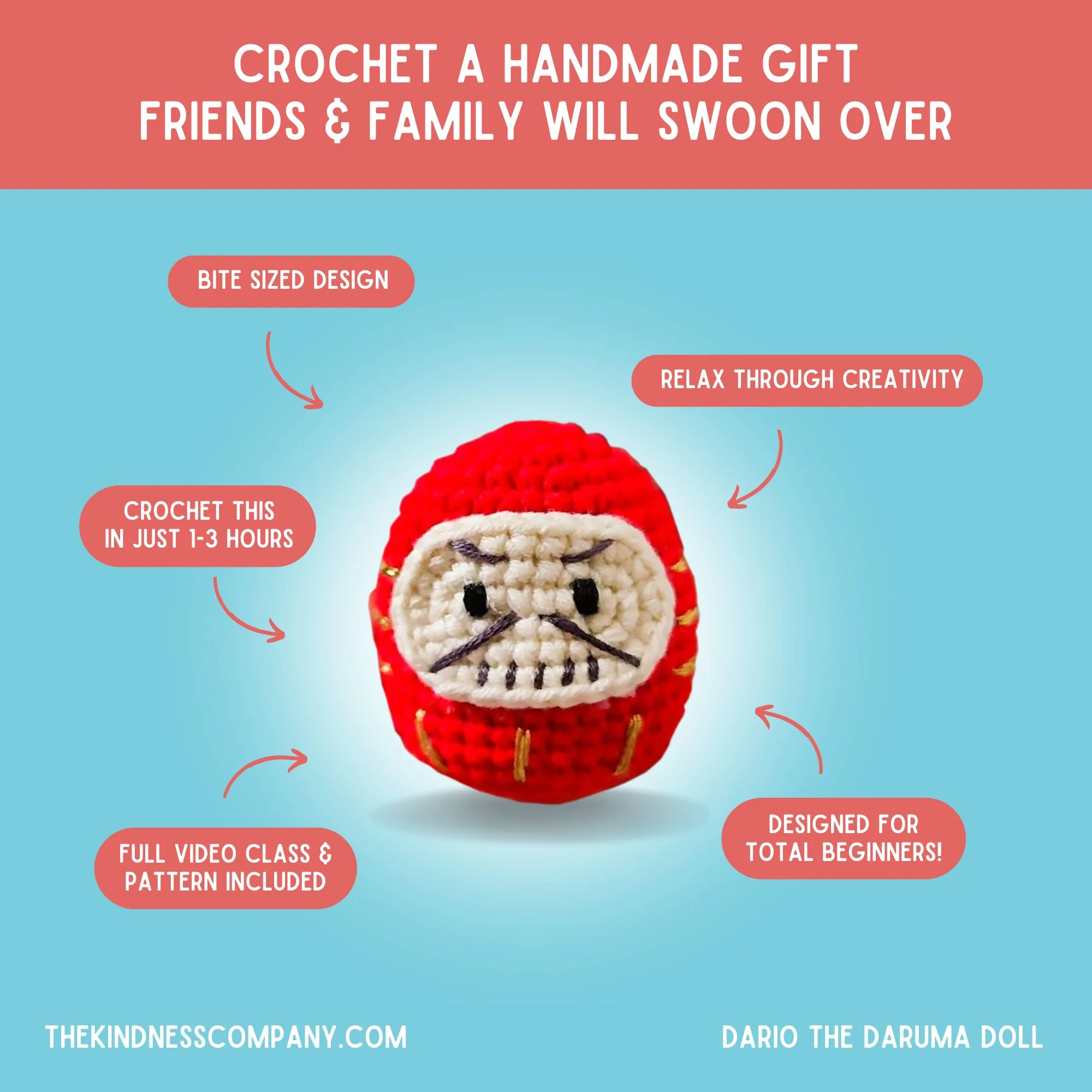 Daruma Doll Crochet Pattern & Matching Card: "Encouragement" - Image 4