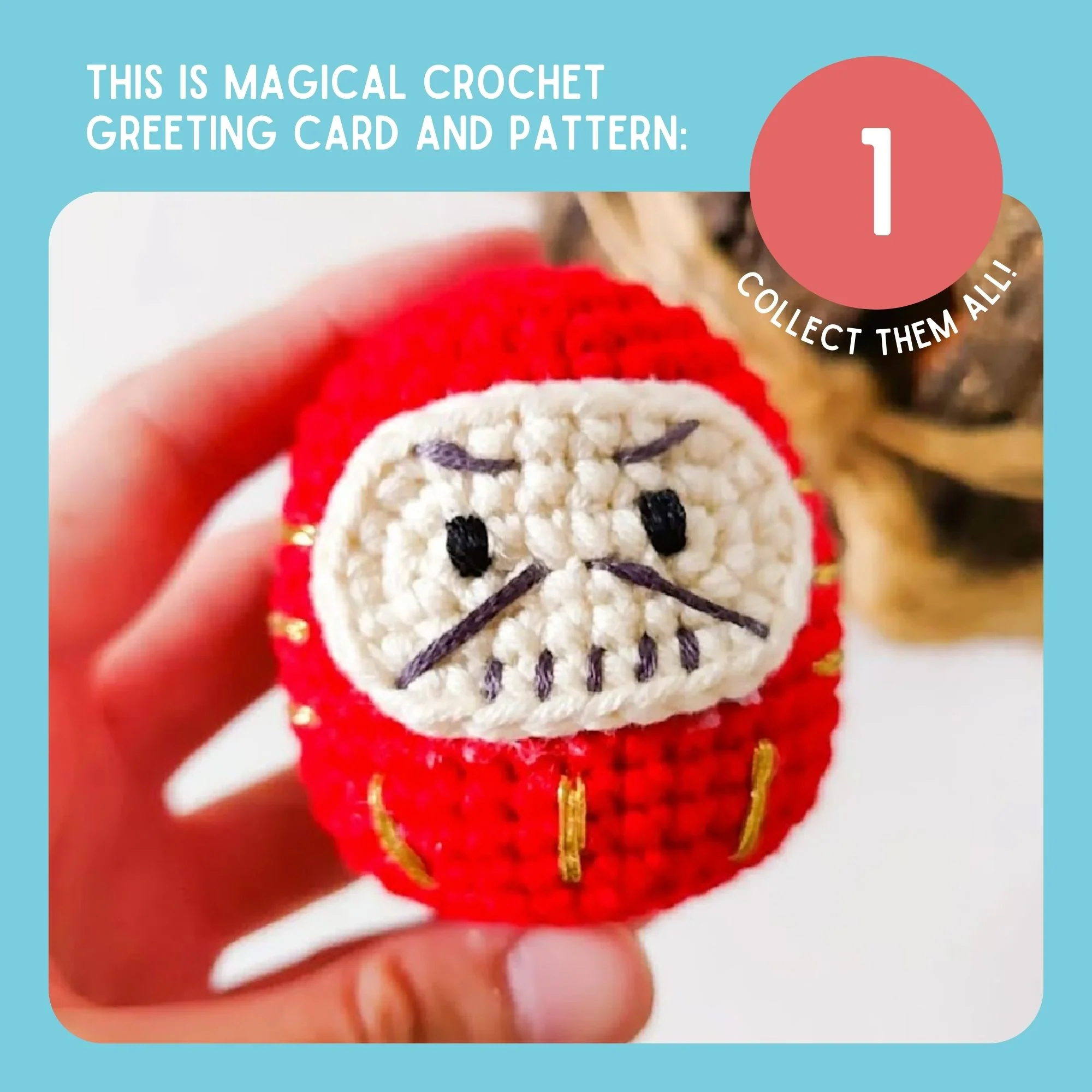 Daruma Doll Crochet Pattern & Matching Card: "Encouragement" - Image 9