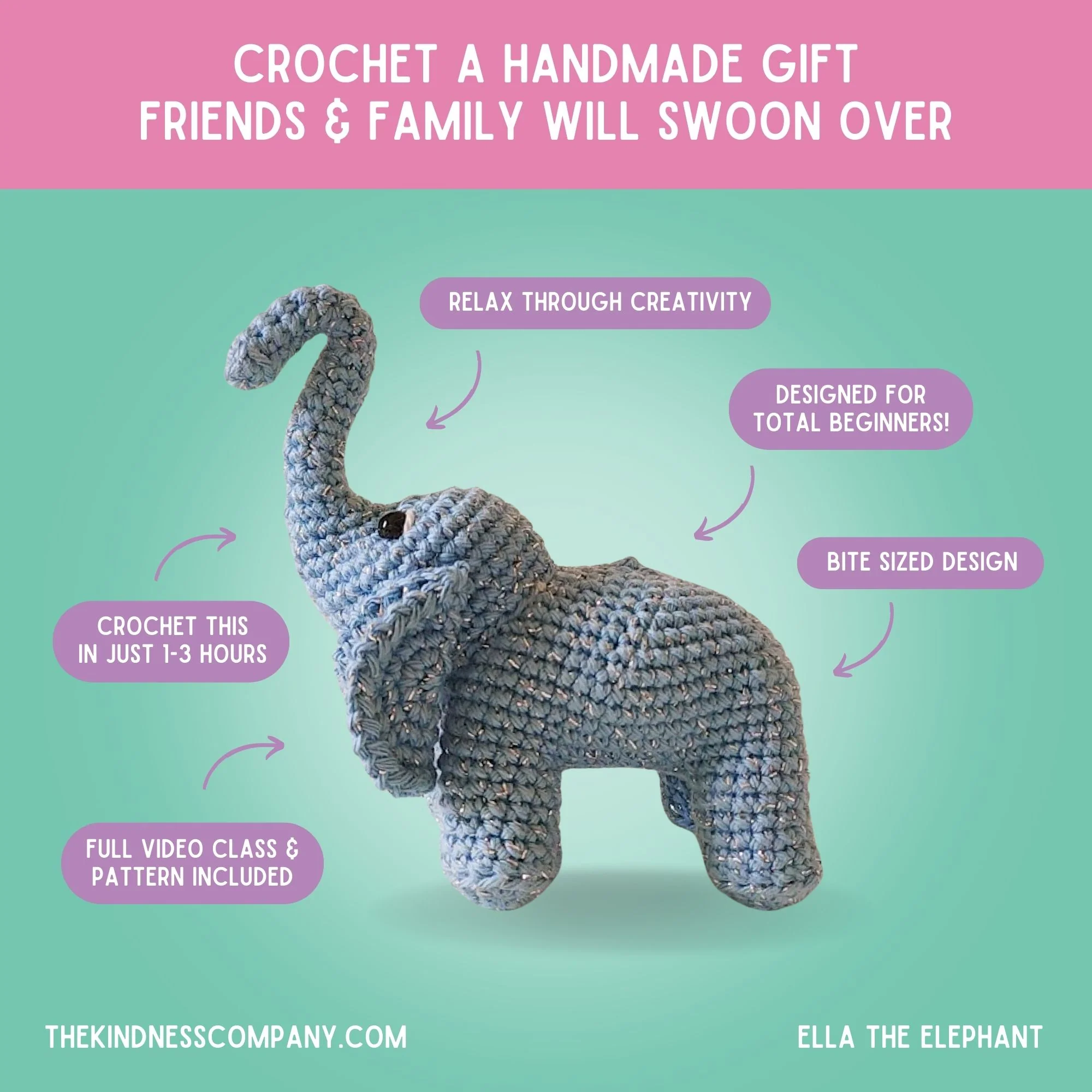 Elephant Crochet Pattern & Matching Card: "Let's Grow Together" - Image 4