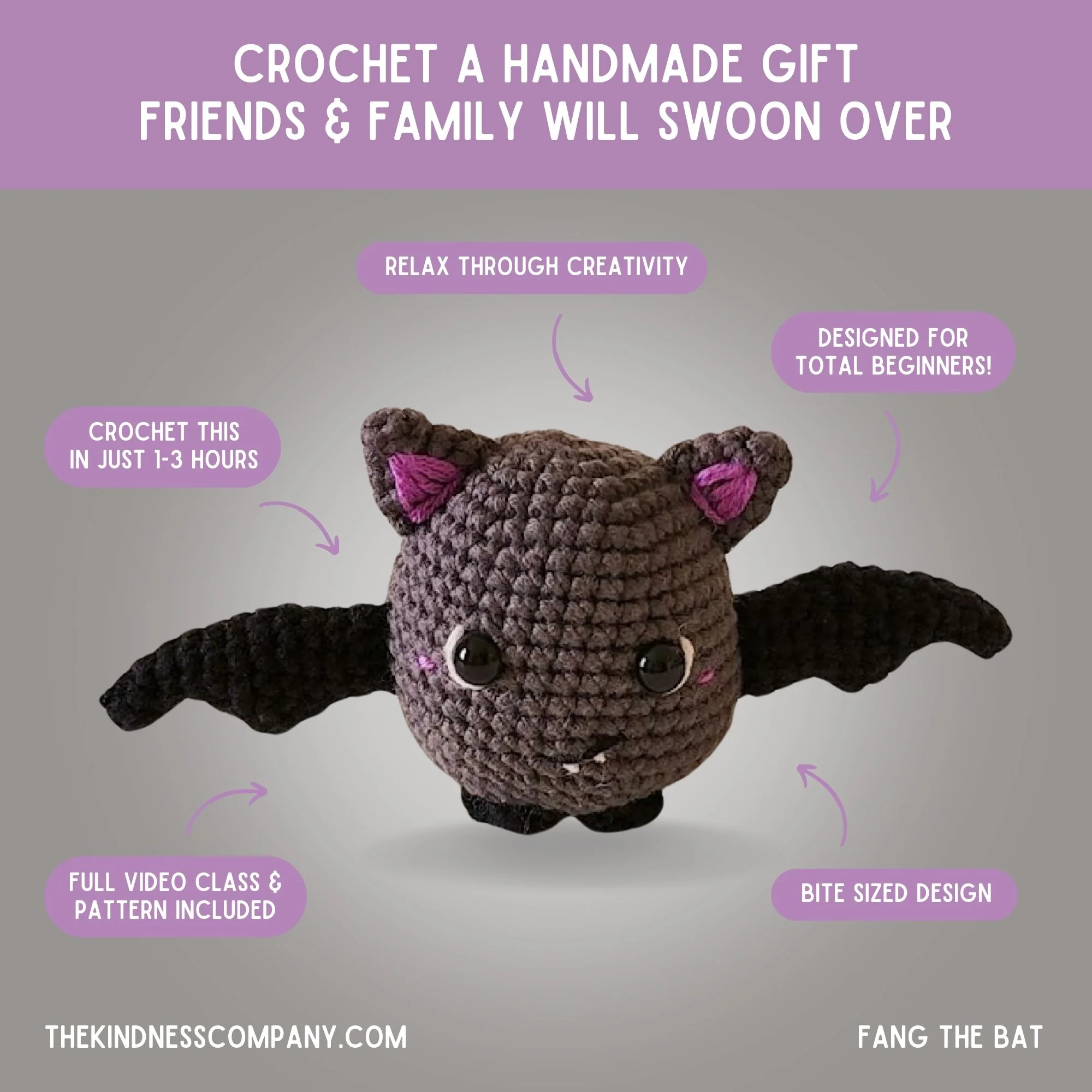 Bat Crochet Pattern & Matching Card: "Hang in There" - Image 4
