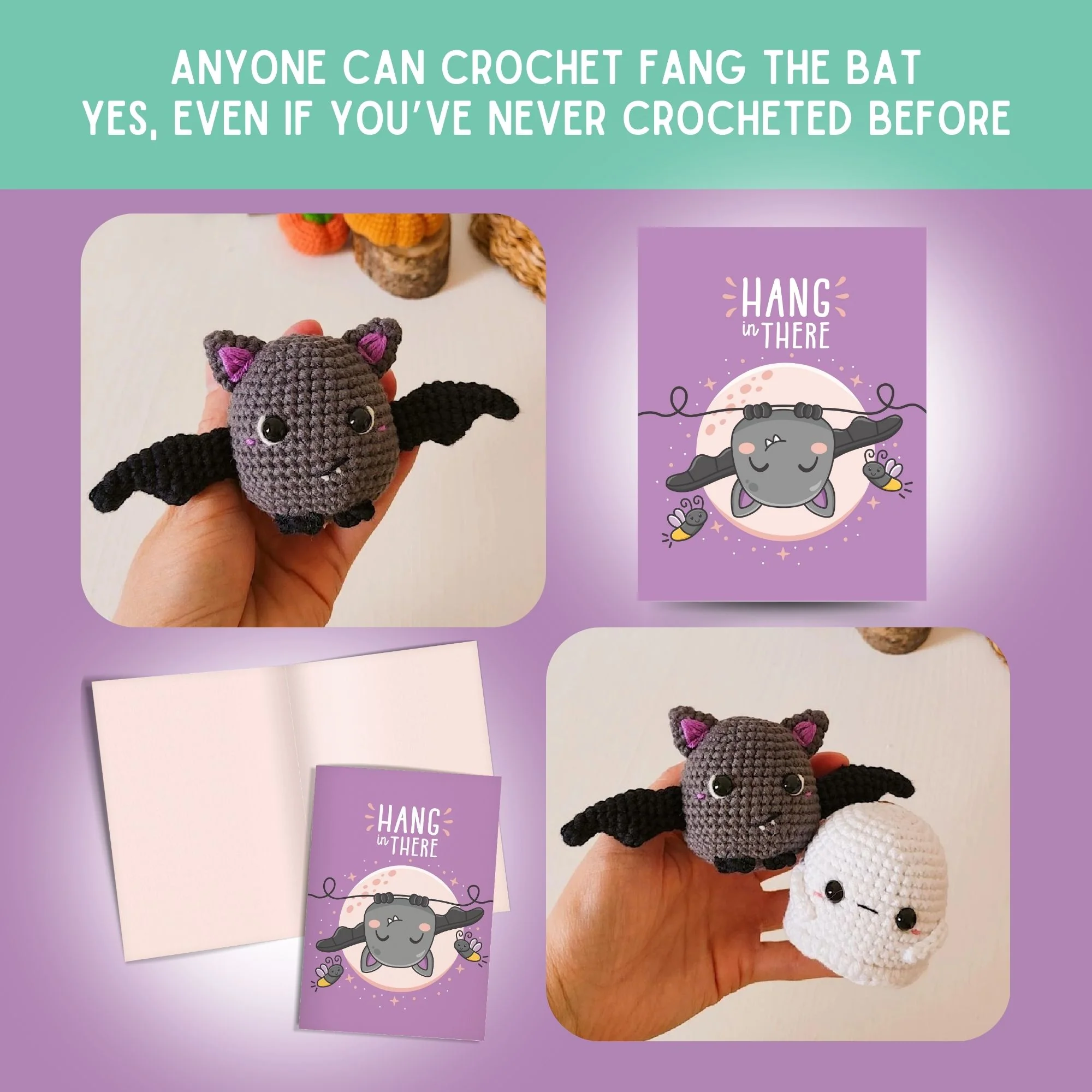 Bat Crochet Pattern & Matching Card: "Hang in There" - Image 5
