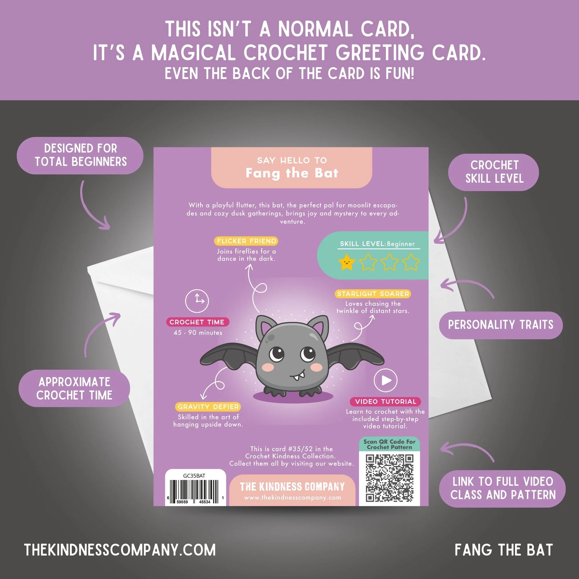 Bat Crochet Pattern & Matching Card: "Hang in There" - Image 7