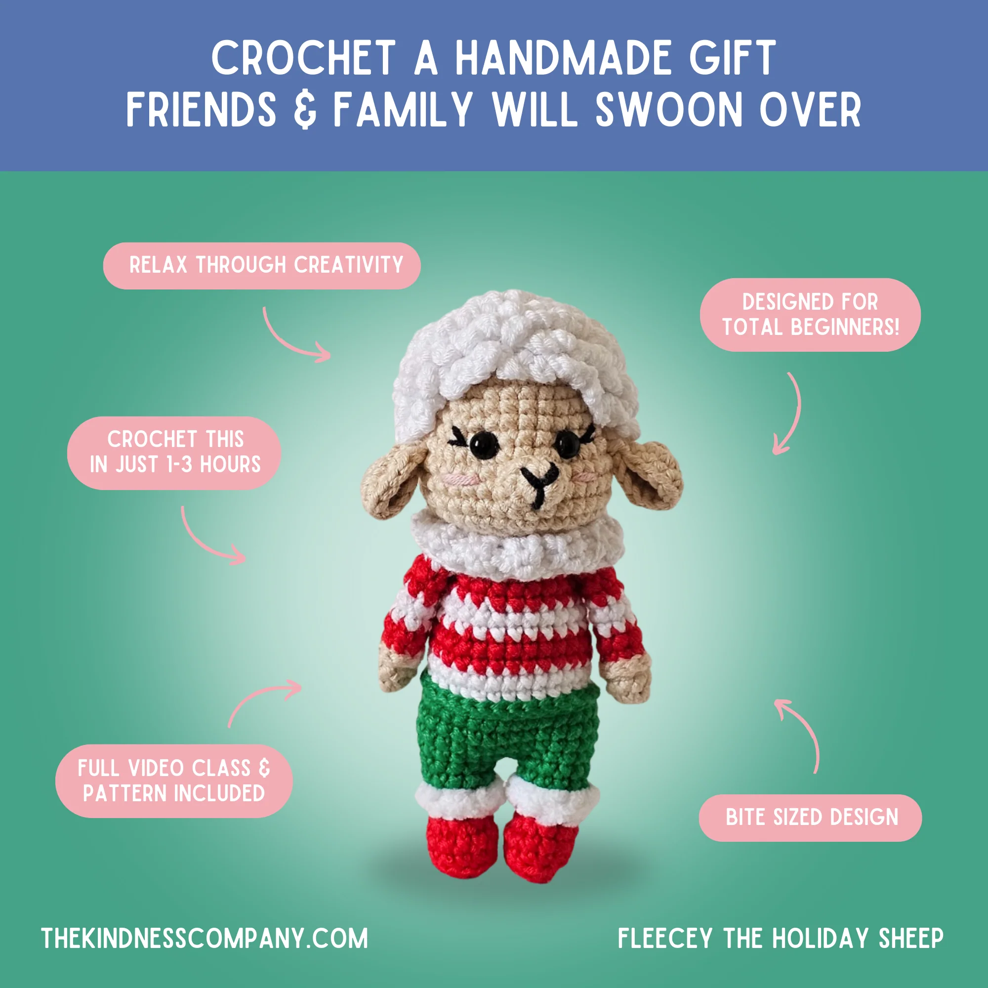 Sheep Crochet Pattern & Matching Card: "Fleece Navidad" - Image 4