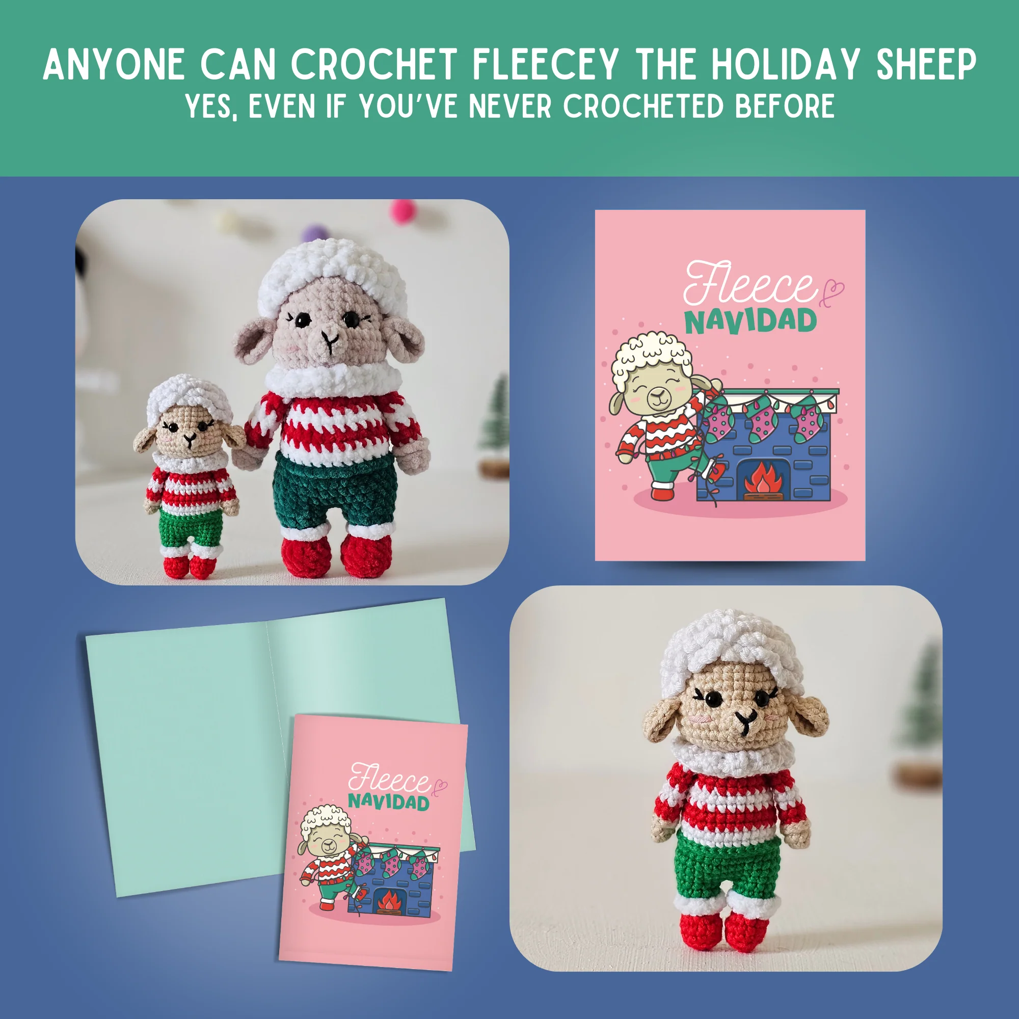 Sheep Crochet Pattern & Matching Card: "Fleece Navidad" - Image 5