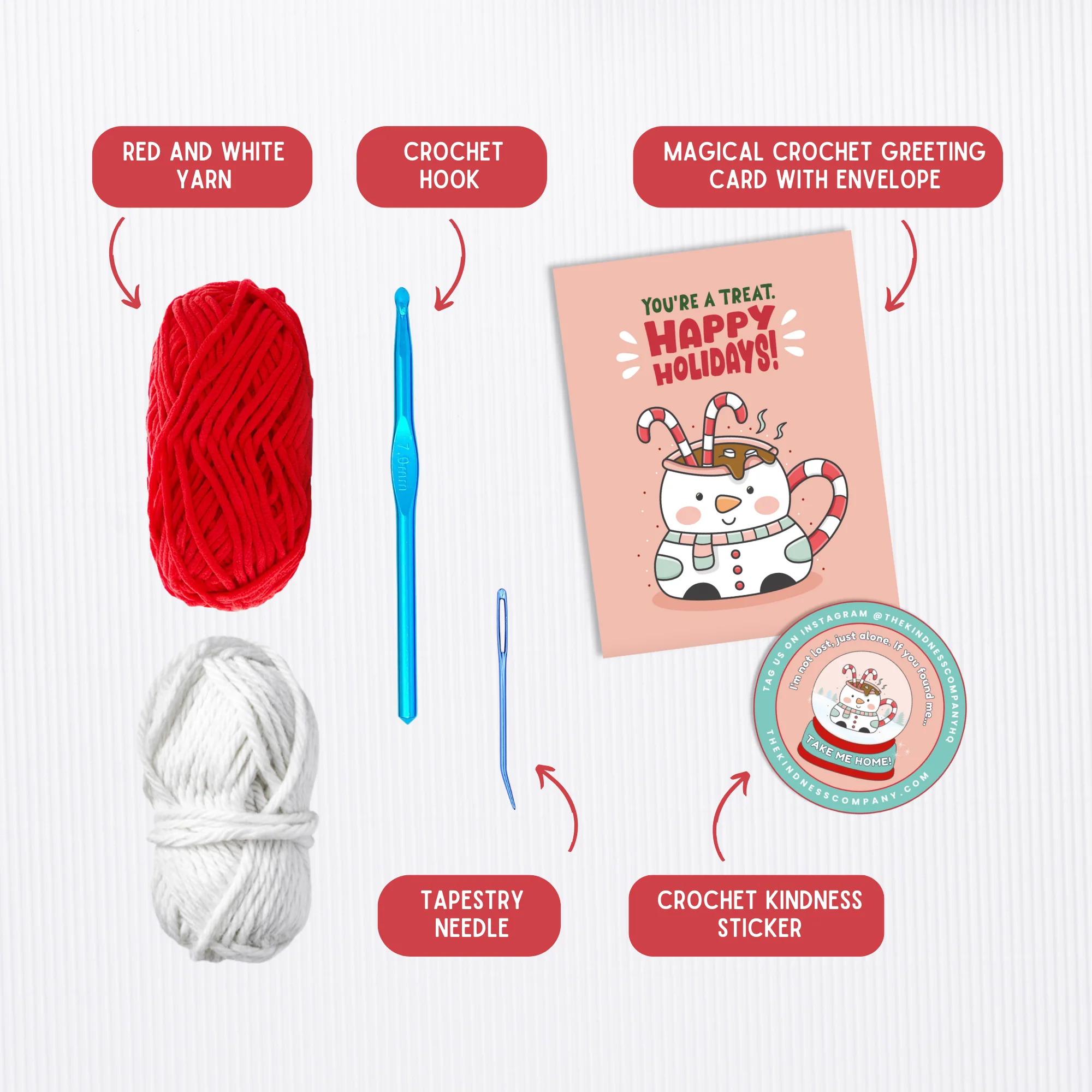 Crochet Kit: Candy Cane Yarn & Card Kit - Image 5