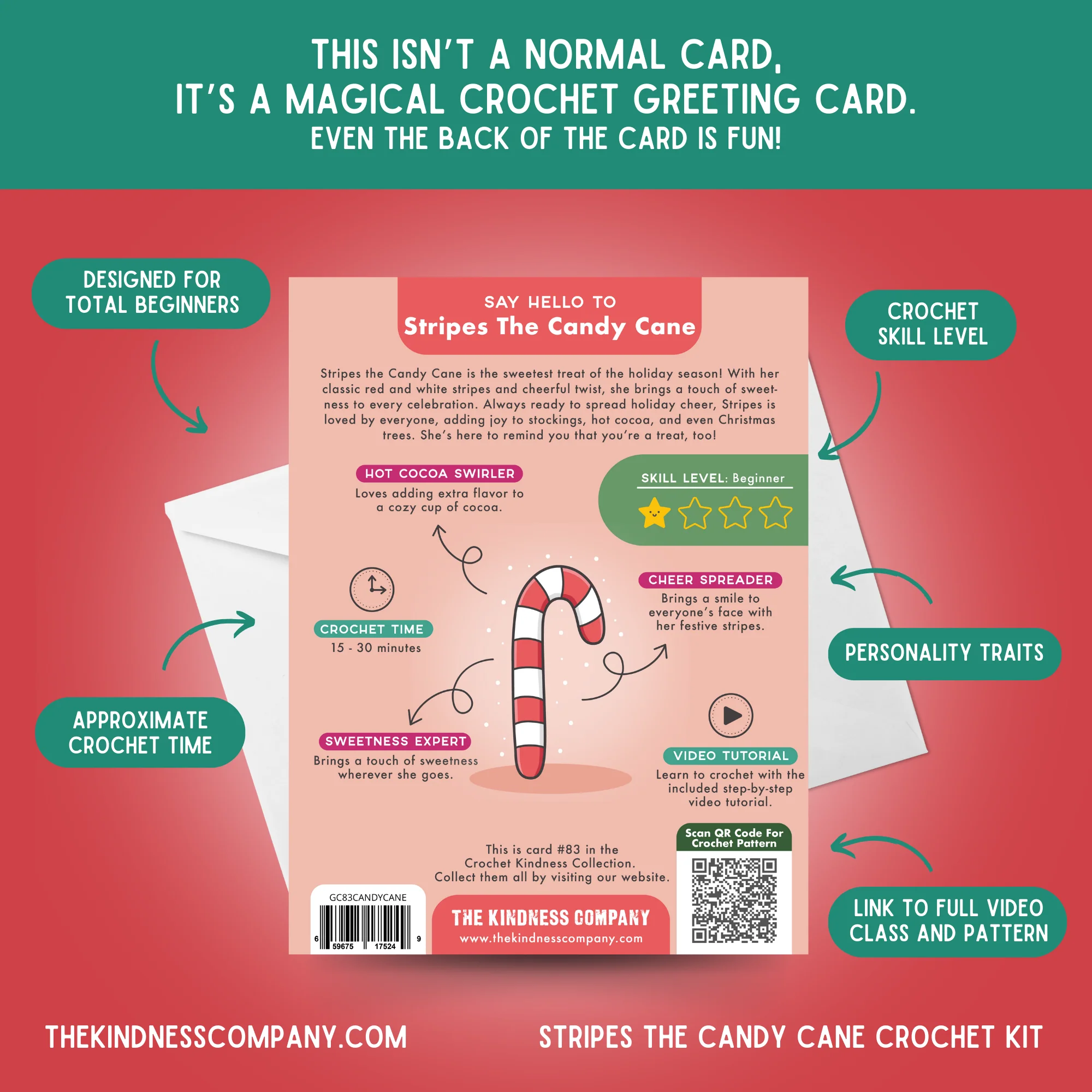 Crochet Kit: Candy Cane Yarn & Card Kit - Image 7