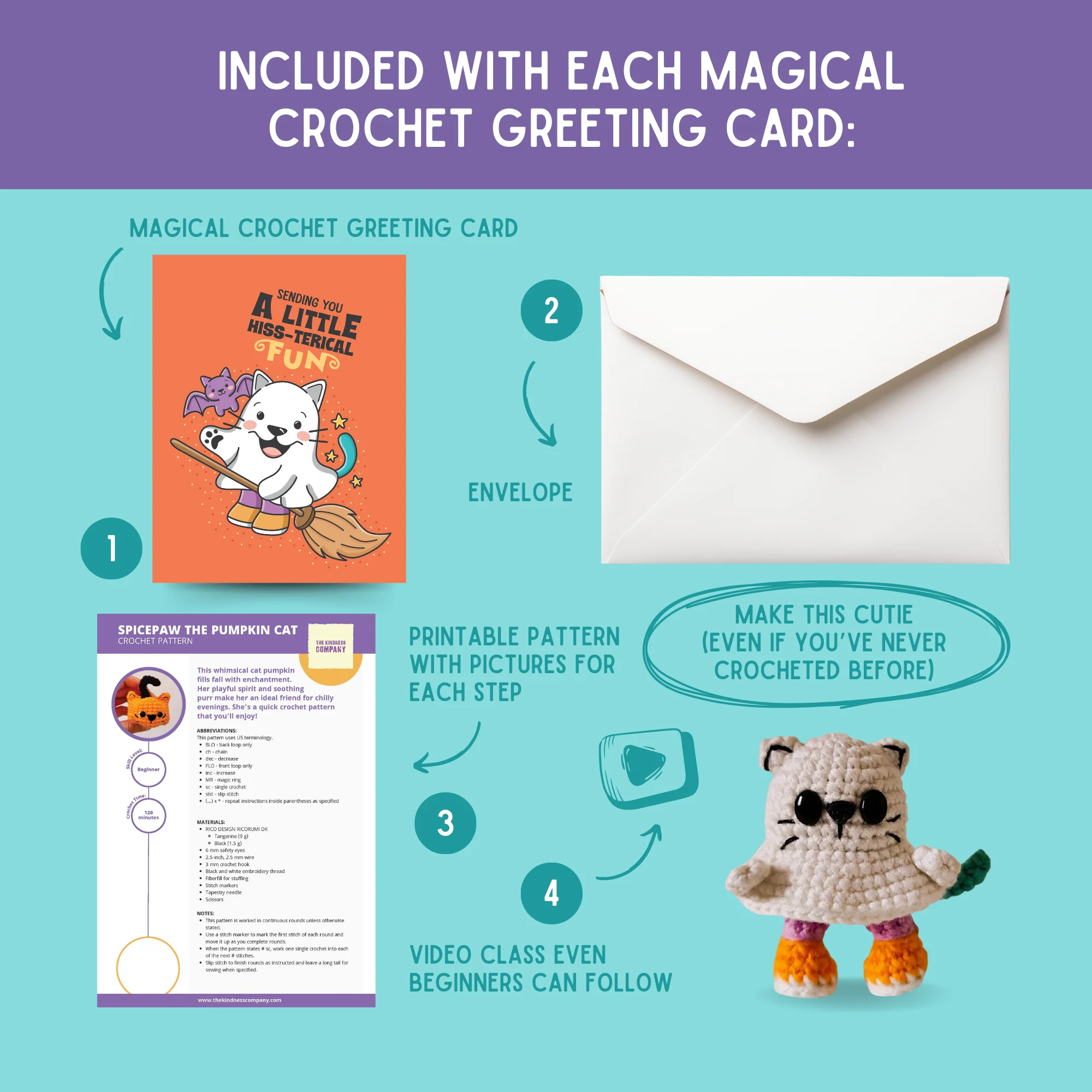 Ghost Cat Crochet Pattern & Matching Card: "Halloween" - Image 3