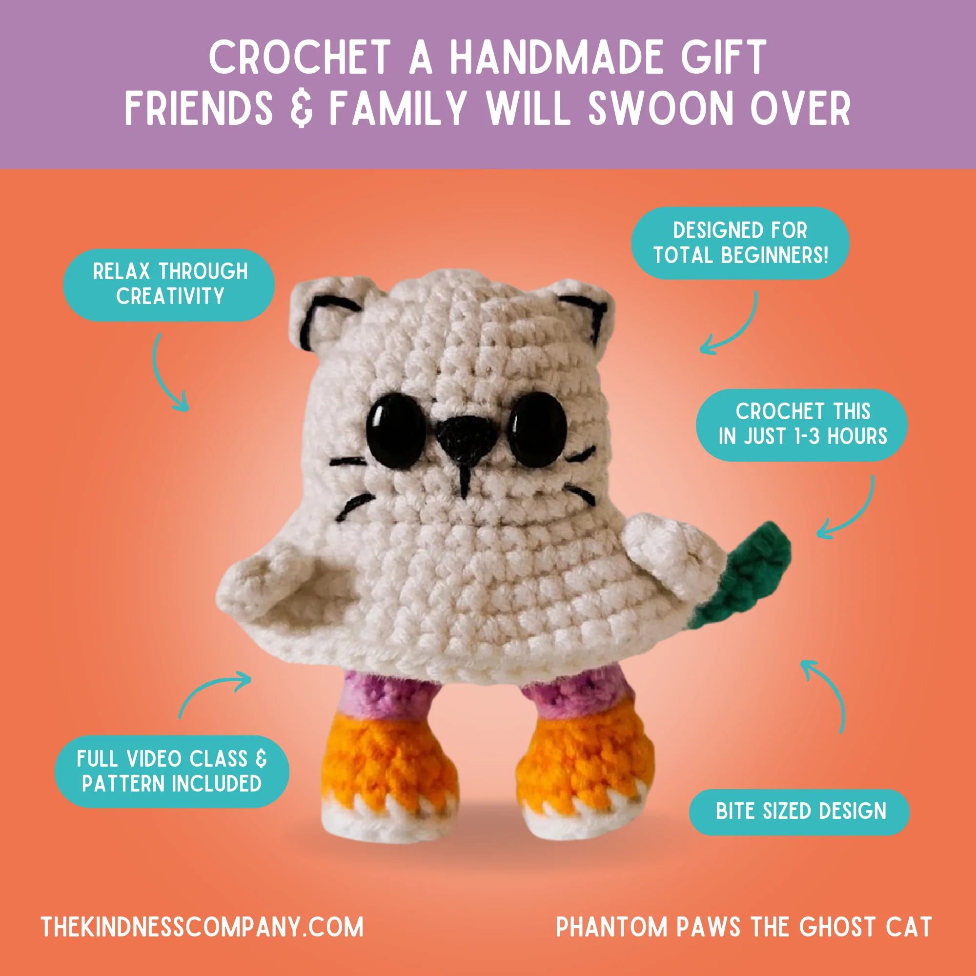 Ghost Cat Crochet Pattern & Matching Card: "Halloween" - Image 4