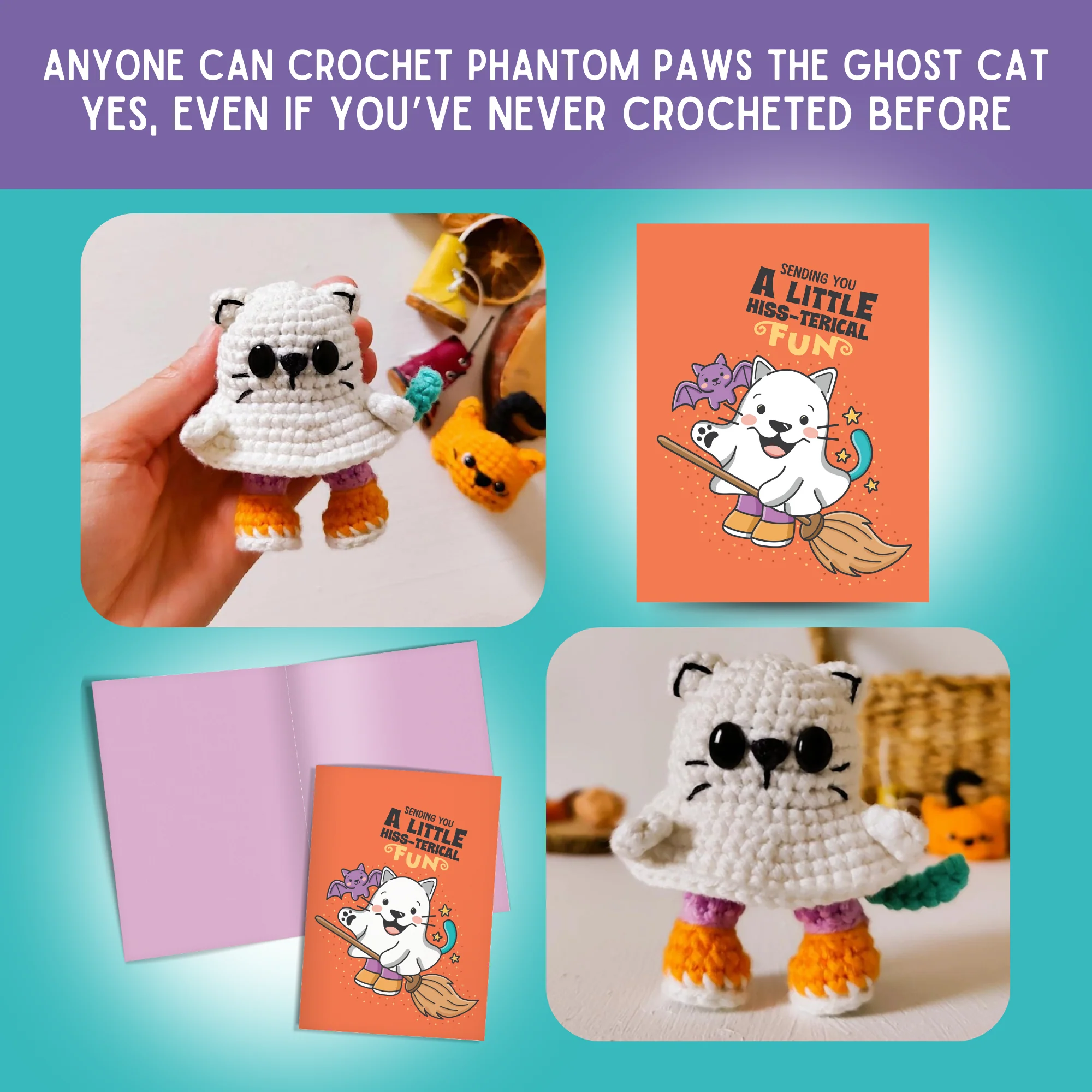 Ghost Cat Crochet Pattern & Matching Card: "Halloween" - Image 5