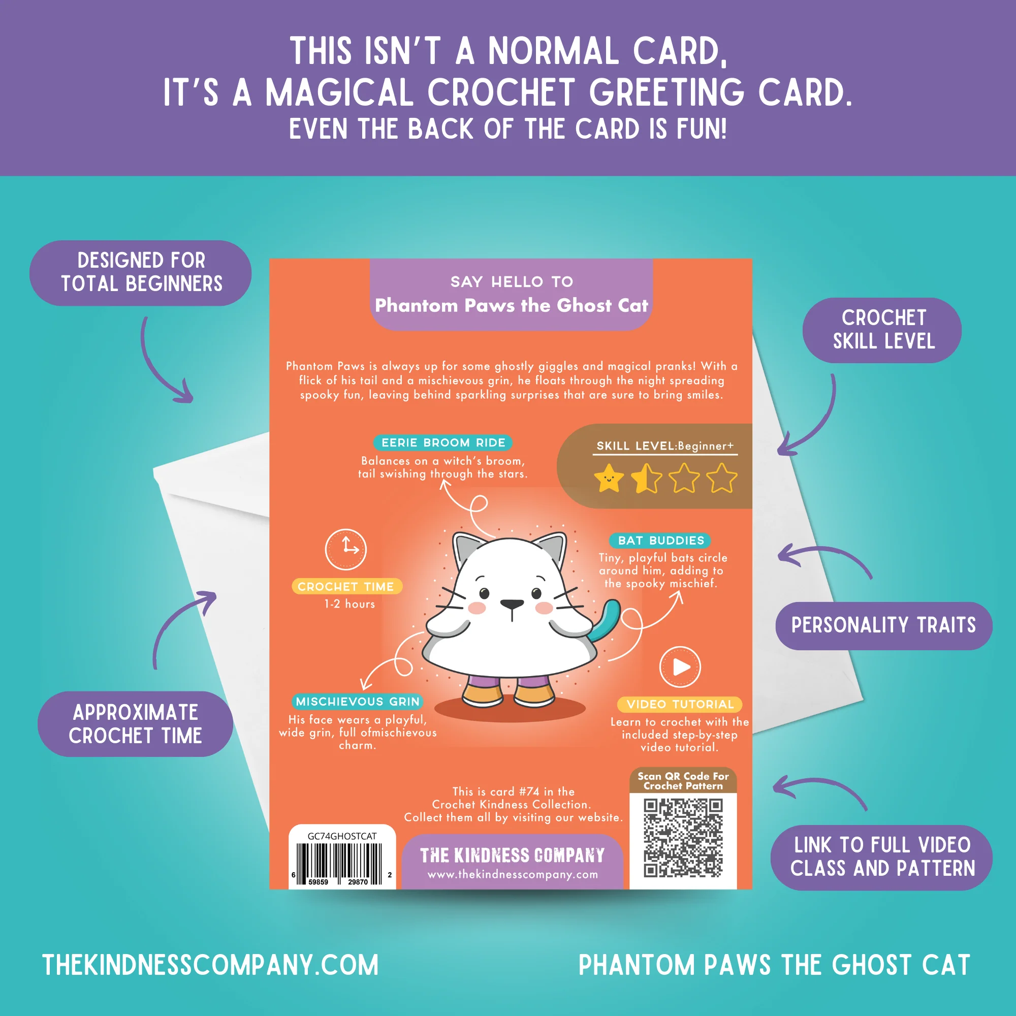 Ghost Cat Crochet Pattern & Matching Card: "Halloween" - Image 7