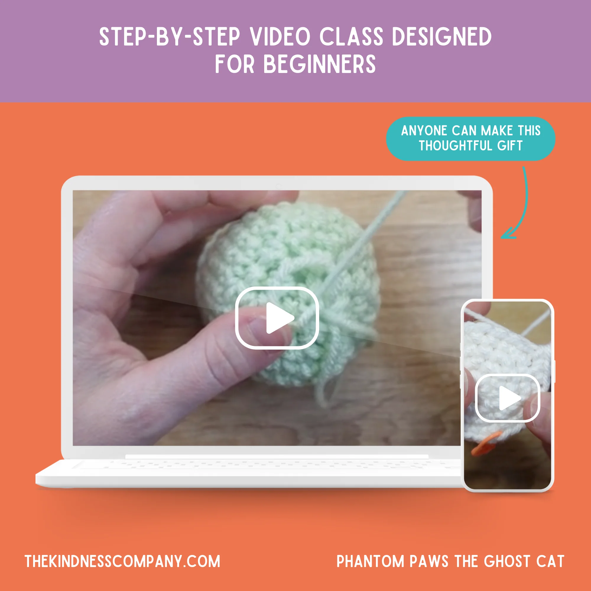 Ghost Cat Crochet Pattern & Matching Card: "Halloween" - Image 8