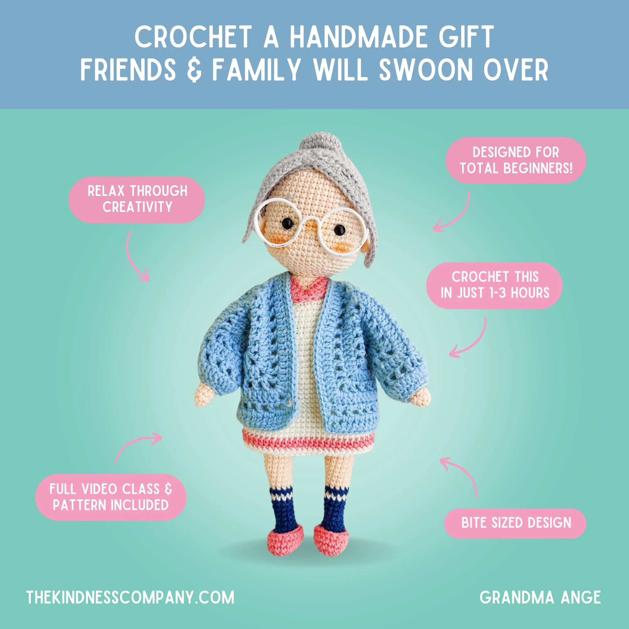 Grandma Ange Crochet Pattern & Matching Card: "Grandma Loves You" - Image 4