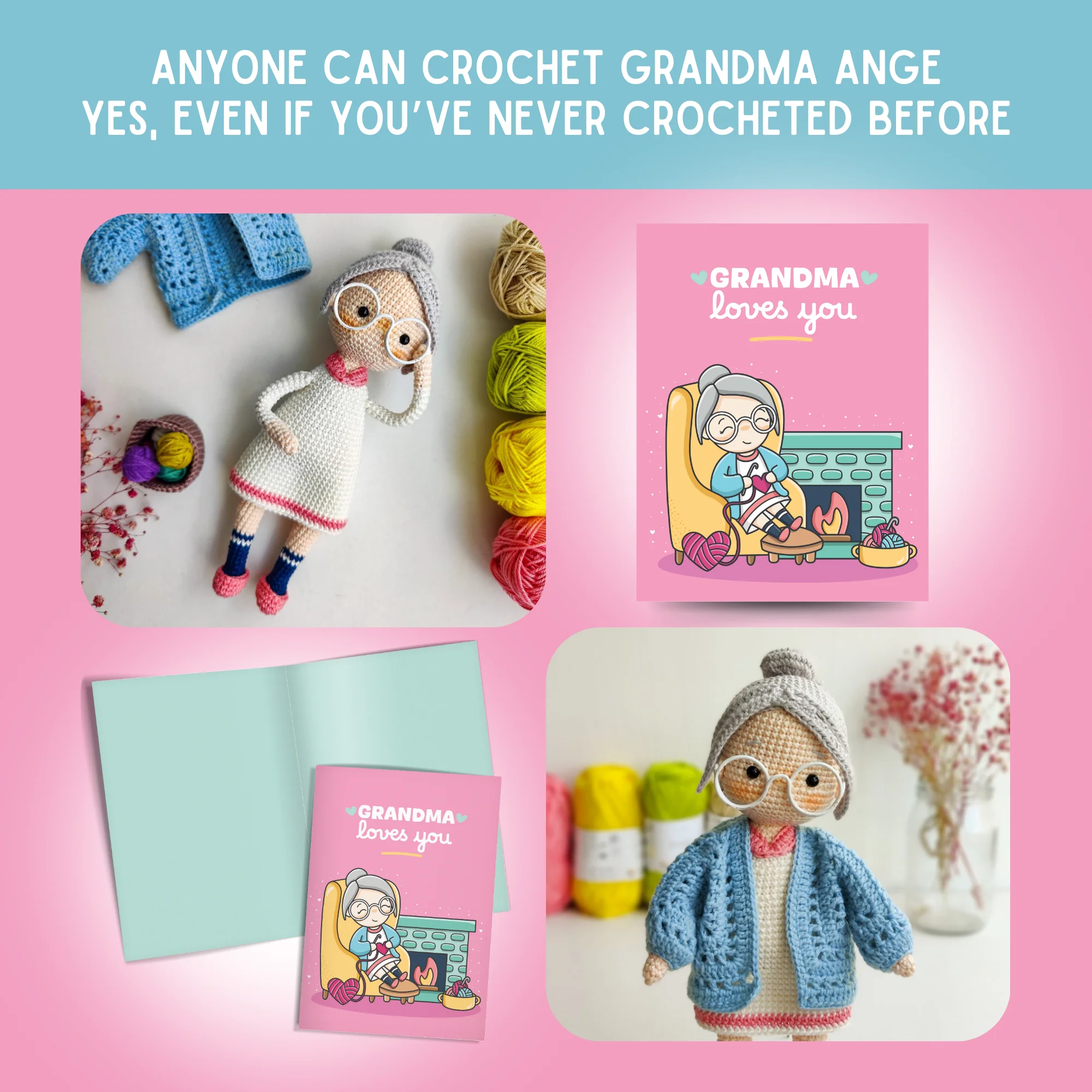 Grandma Ange Crochet Pattern & Matching Card: "Grandma Loves You" - Image 5