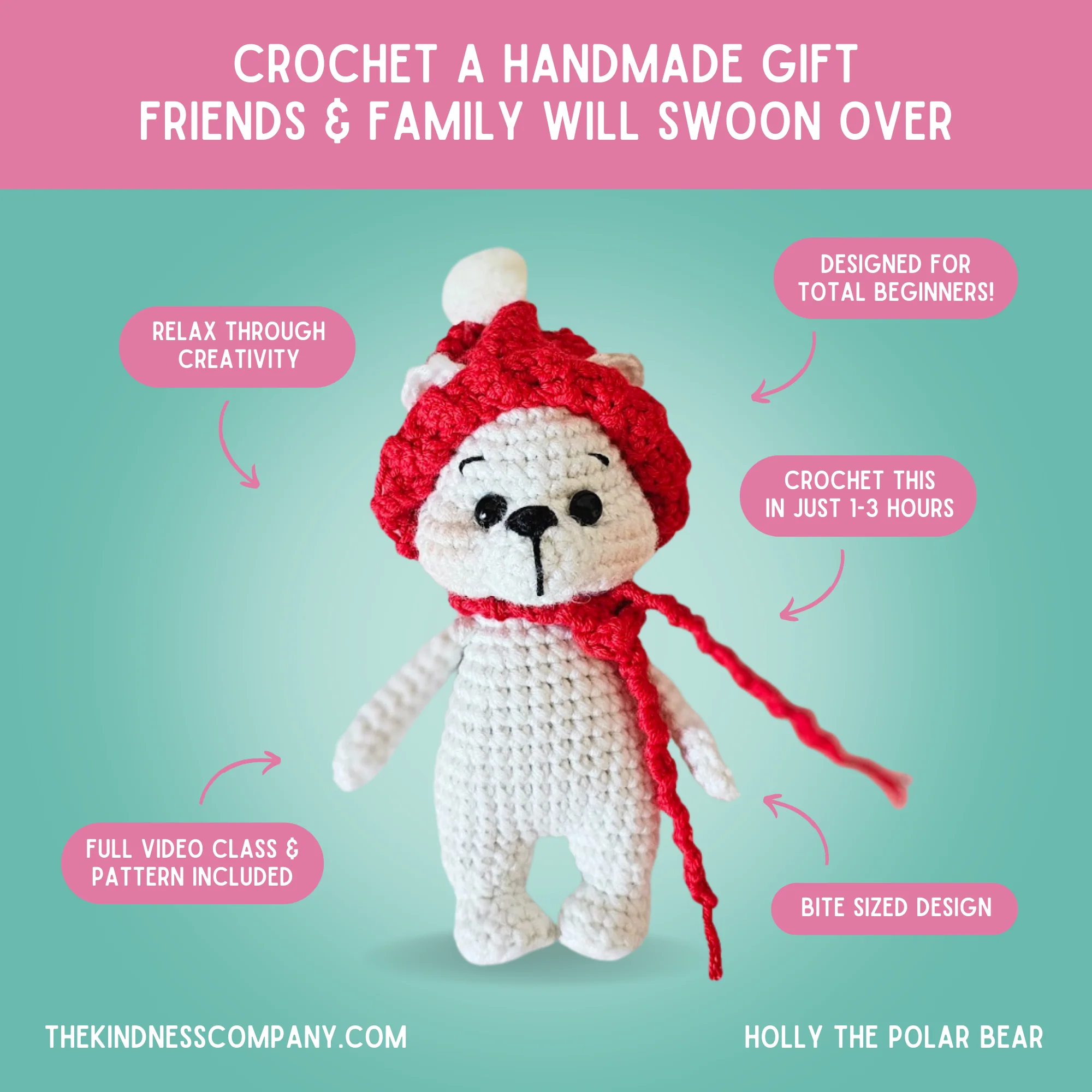 Polar Bear Crochet Pattern & Matching Card: "Wishing you a Magical, Beary Merry Christmas" - Image 4
