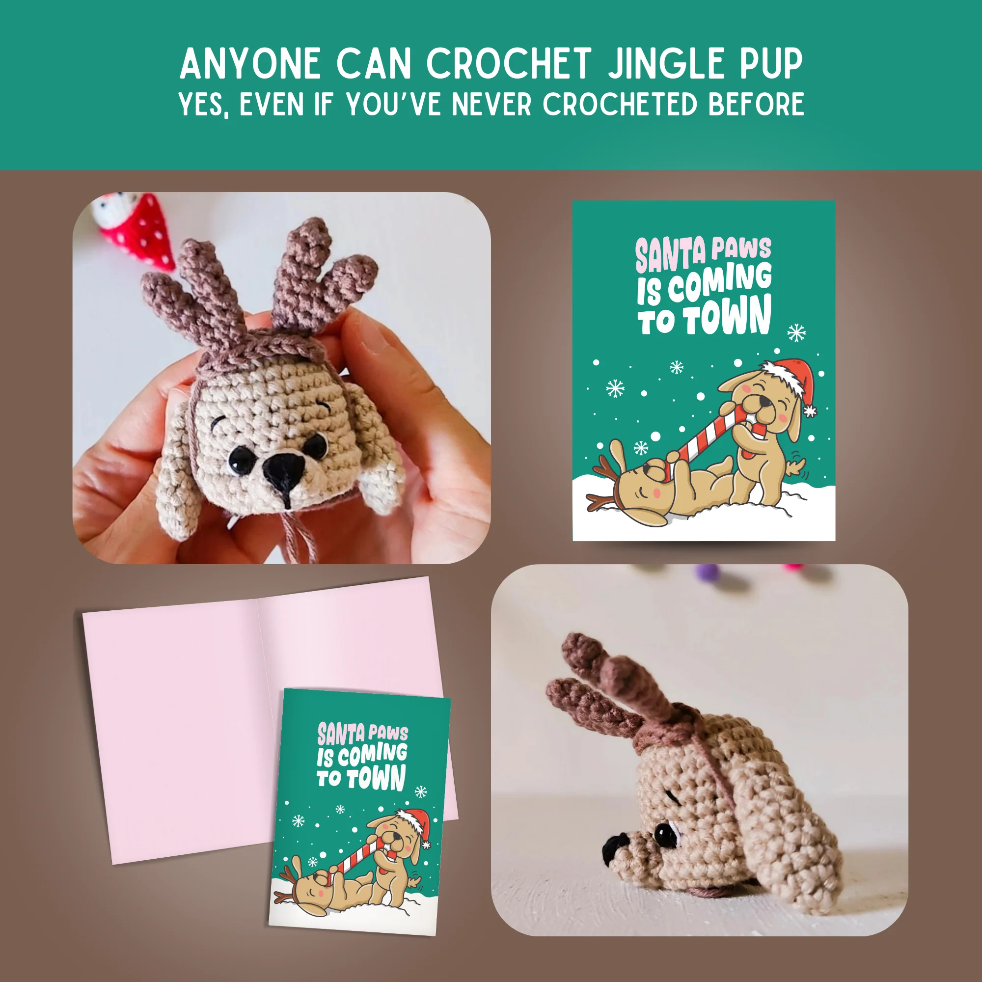 Jingle Pup Crochet Pattern & Matching Card: "Santa Paws Is Coming To Town" - Image 5