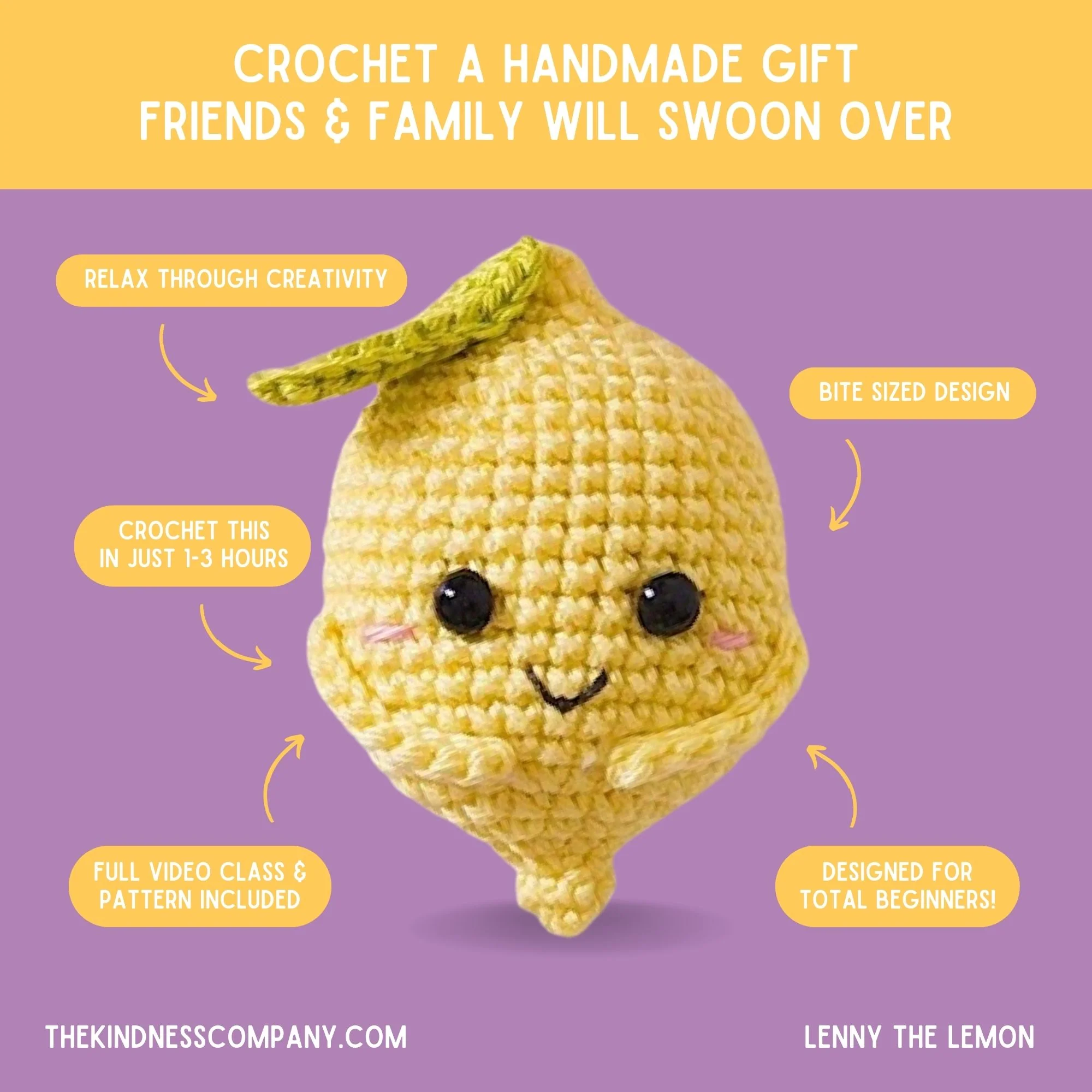 Lemon Crochet Pattern & Matching Card: "Feel Better Soon" - Image 4