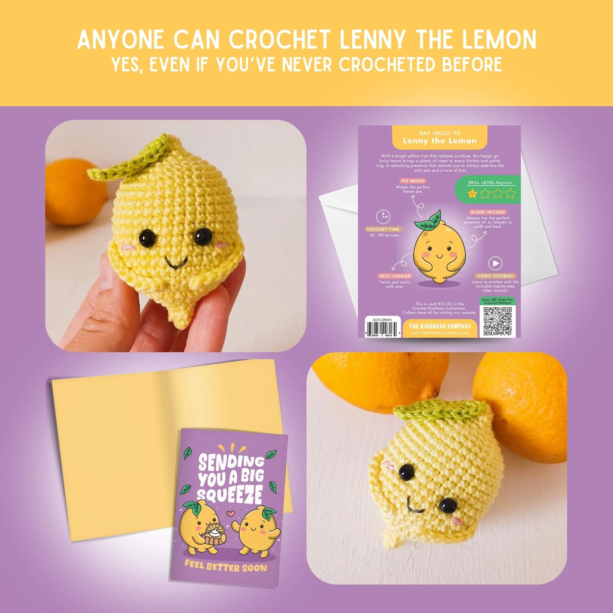 Lemon Crochet Pattern & Matching Card: "Feel Better Soon" - Image 5