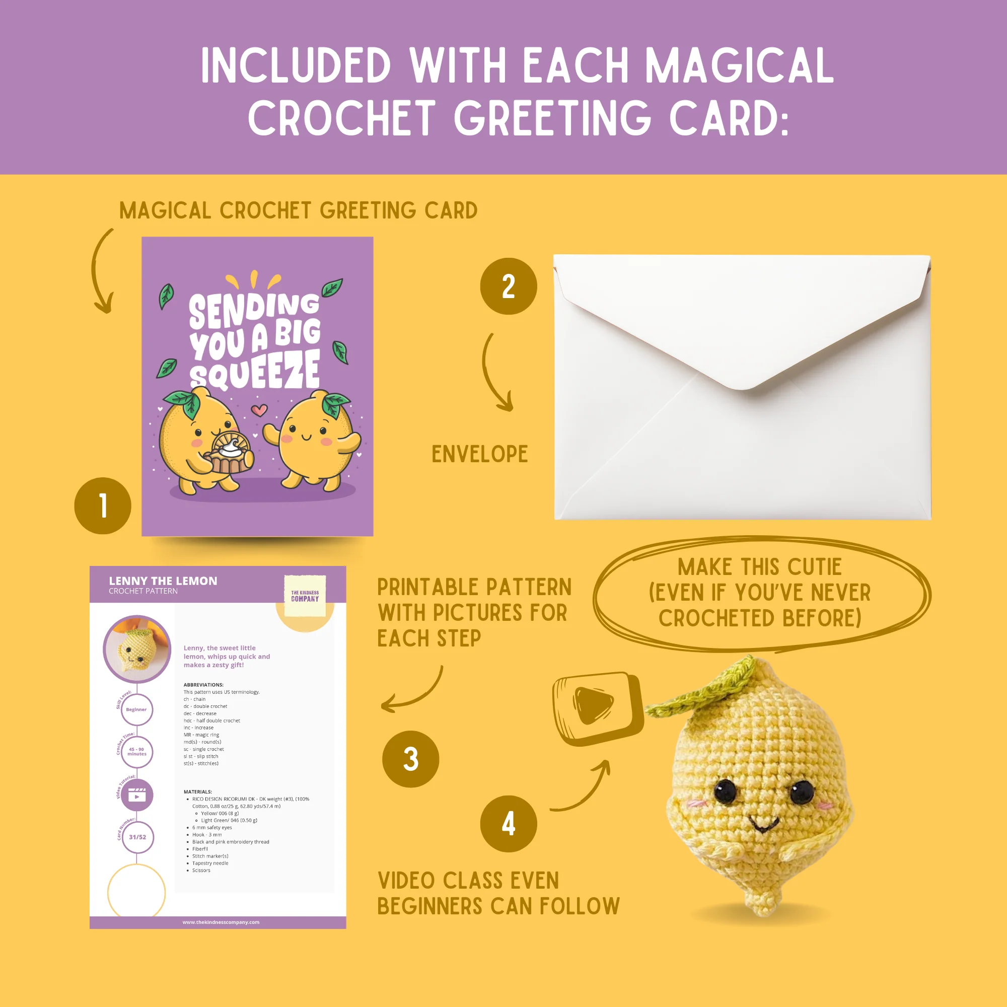 Lemon Crochet Pattern & Matching Card: "Friendship Card" - Image 3