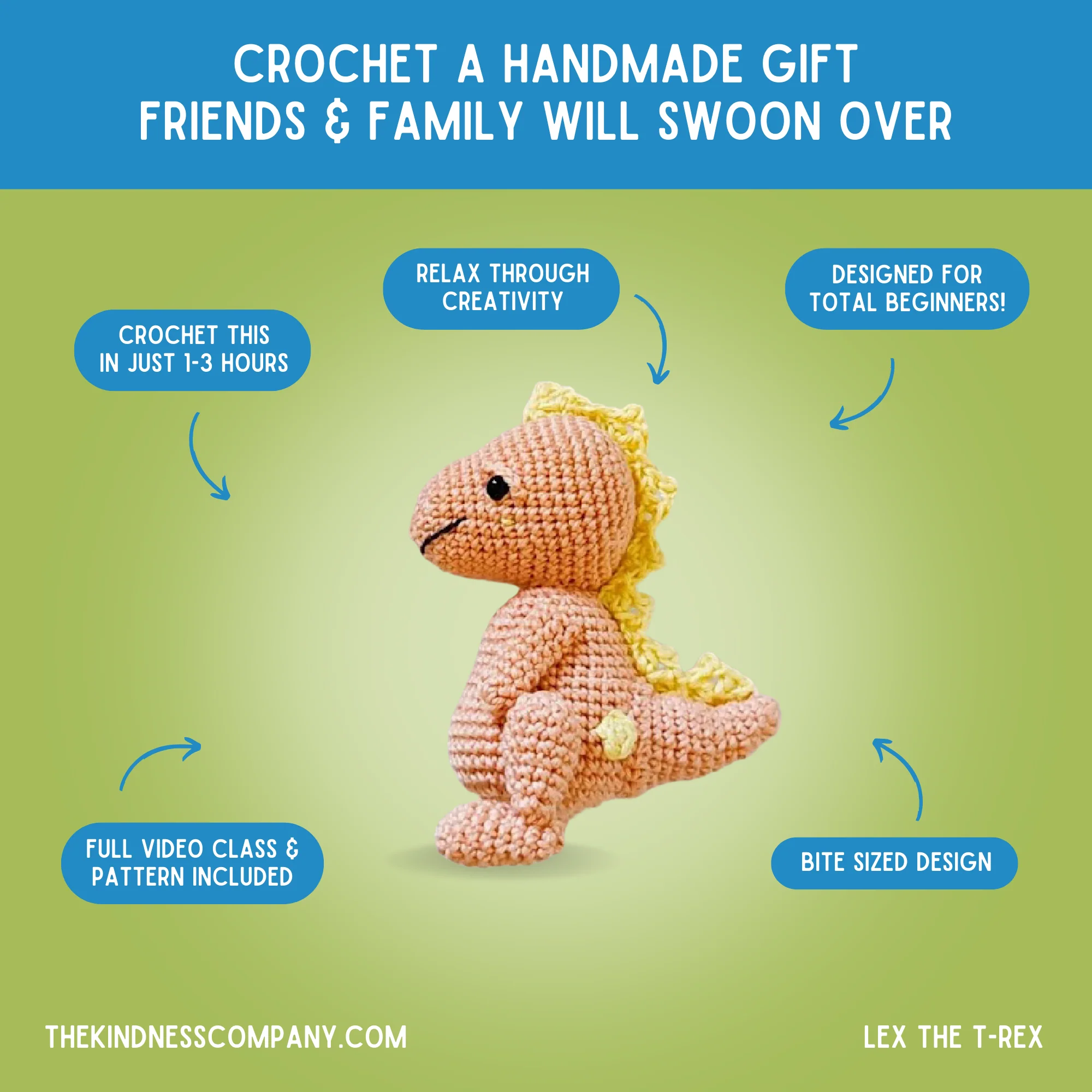 T-rex Crochet Pattern & Matching Card: "Birthday" - Image 4