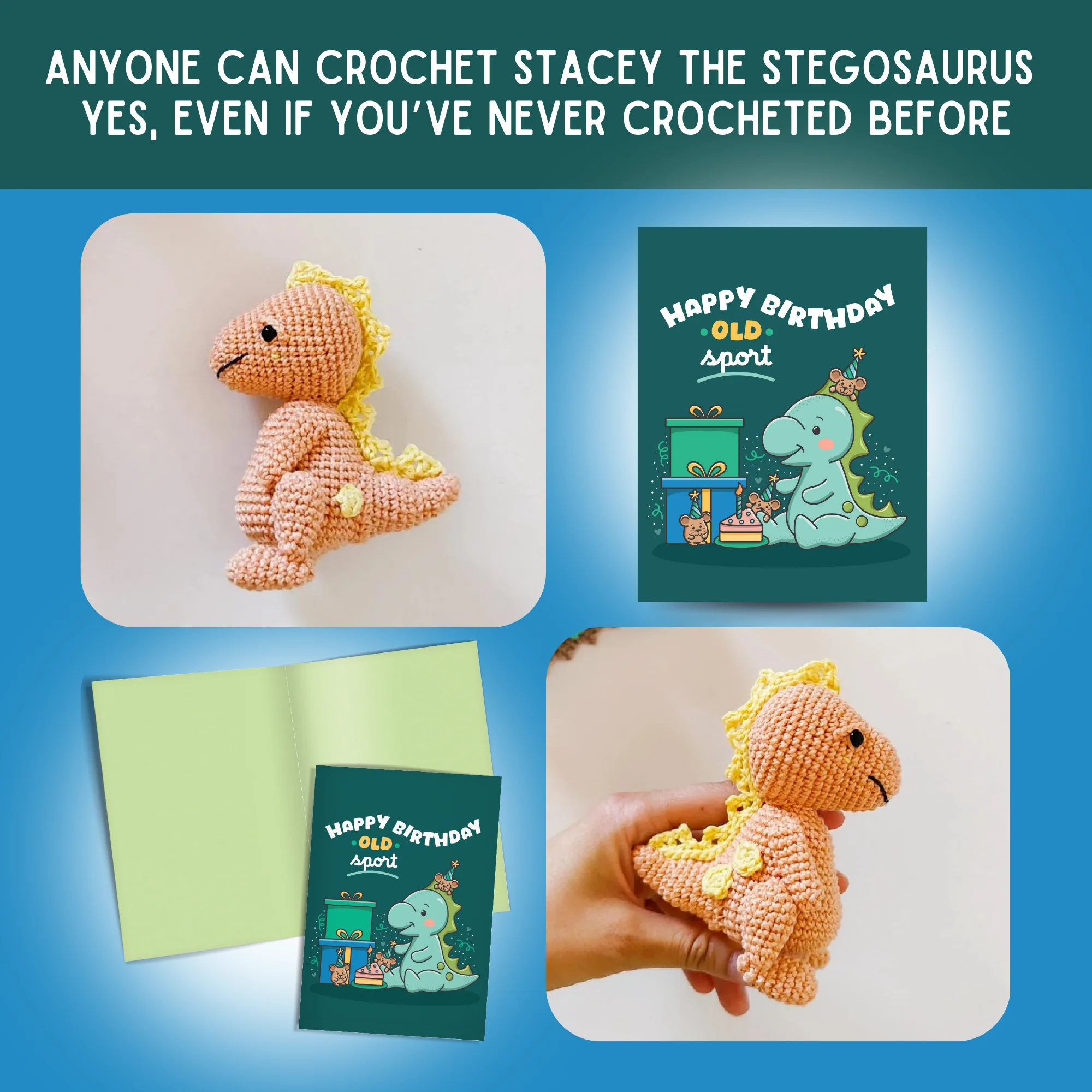 T-rex Crochet Pattern & Matching Card: "Birthday" - Image 5