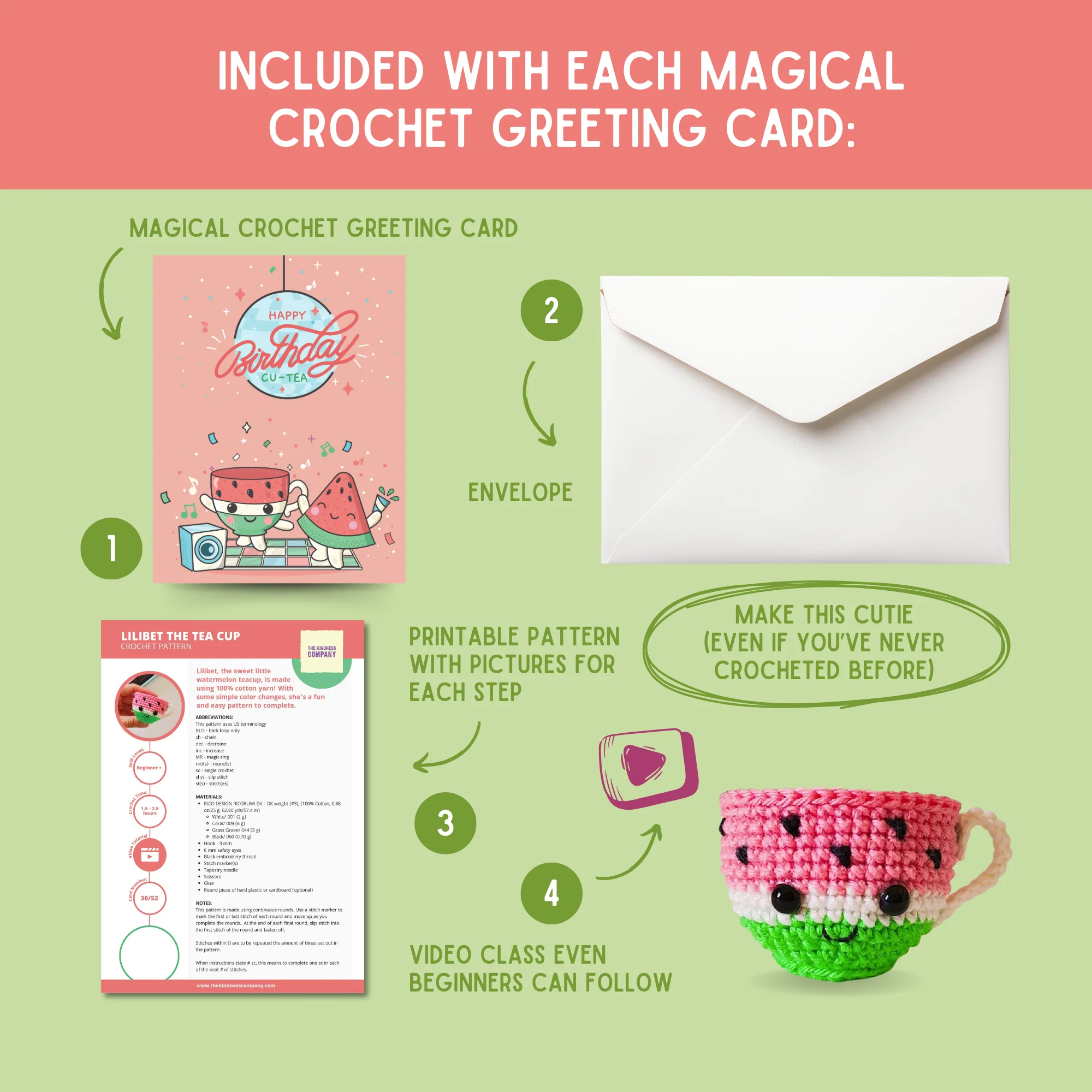 Teacup Crochet Pattern & Matching Card: "Happy Birthday" - Image 3