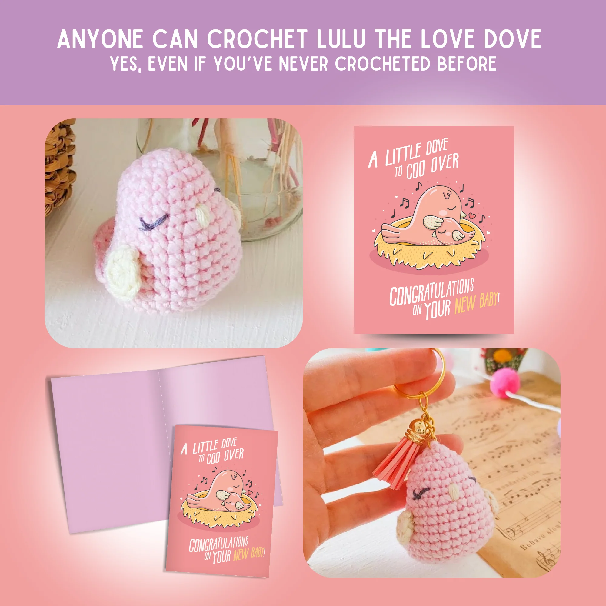 Dove Crochet Pattern & Matching Card: "New Baby" - Image 5