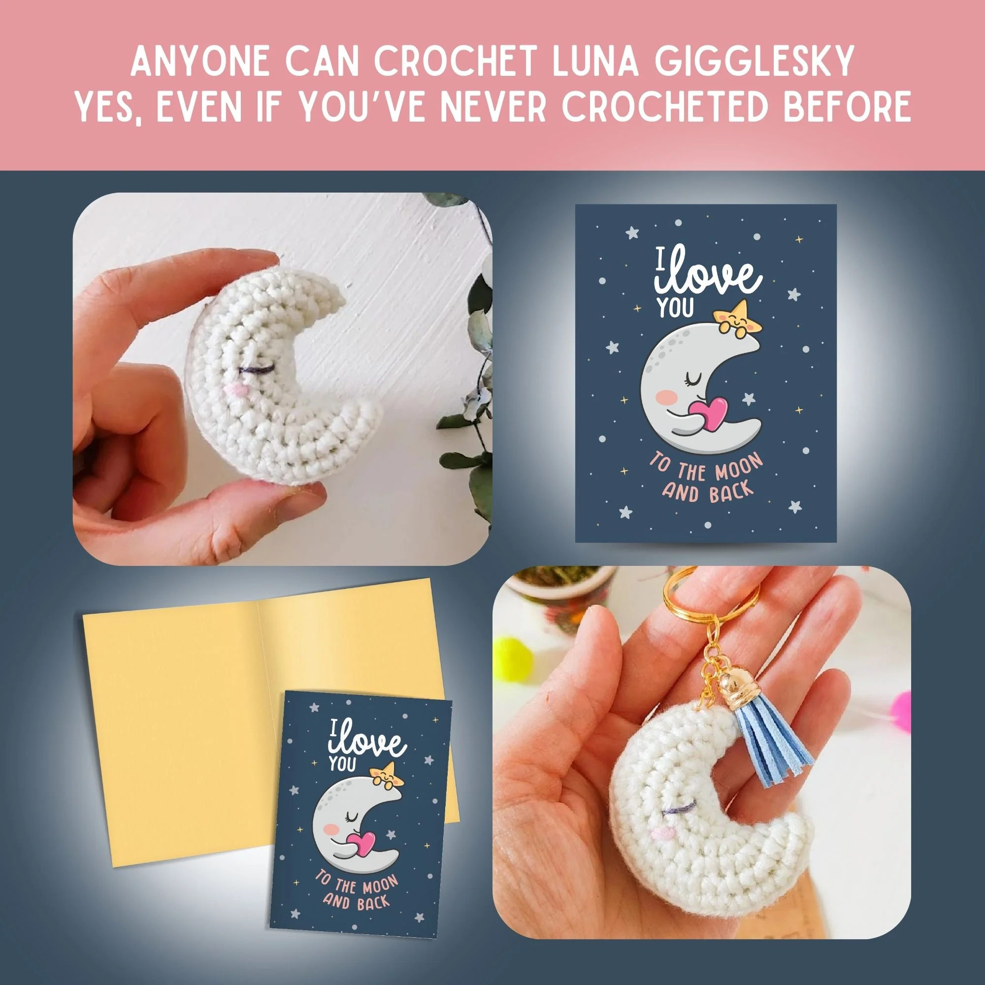 Moon Crochet Pattern & Matching Card: "I Love You" - Image 5