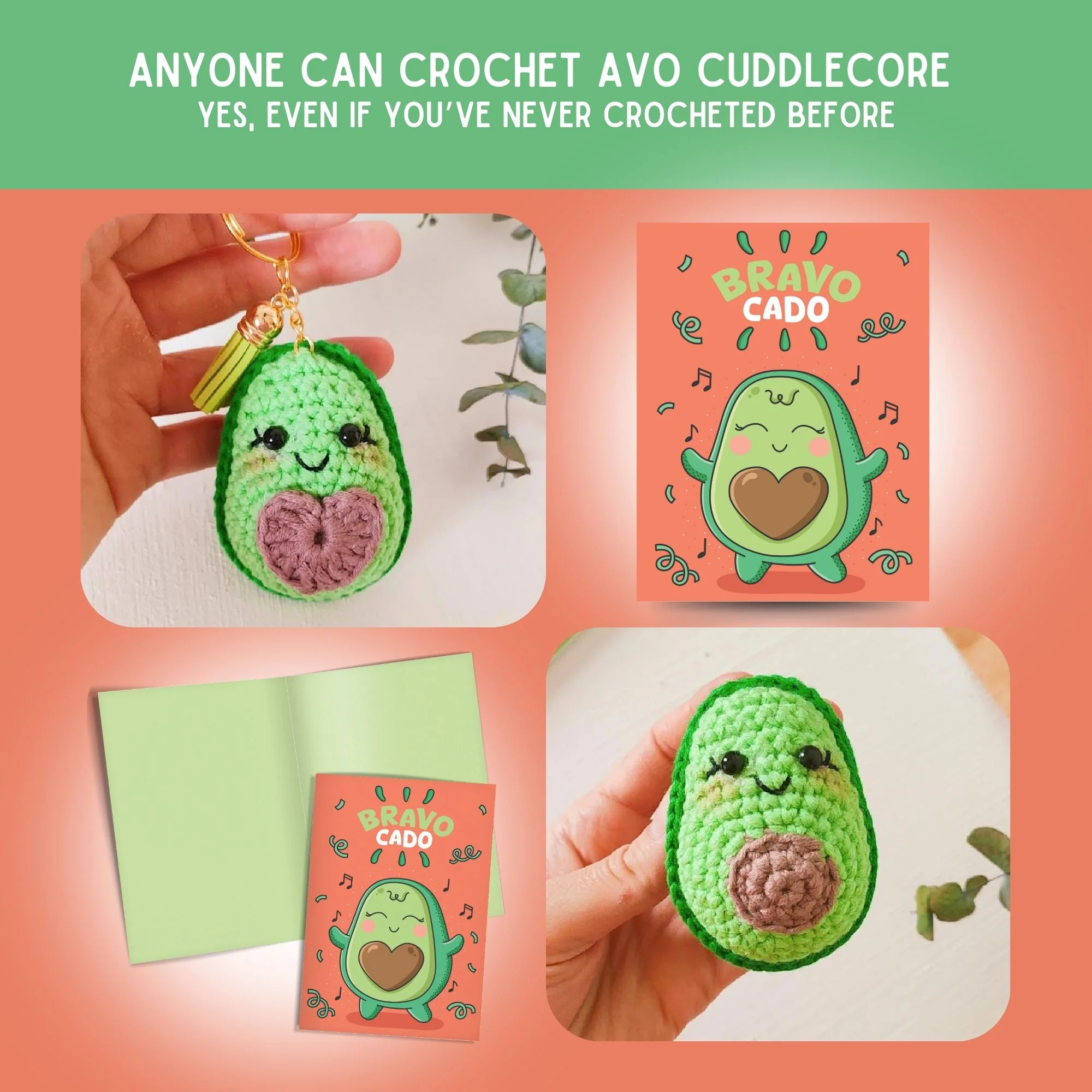 Avocado Crochet Pattern & Matching Card: "Congratulations" - Image 5